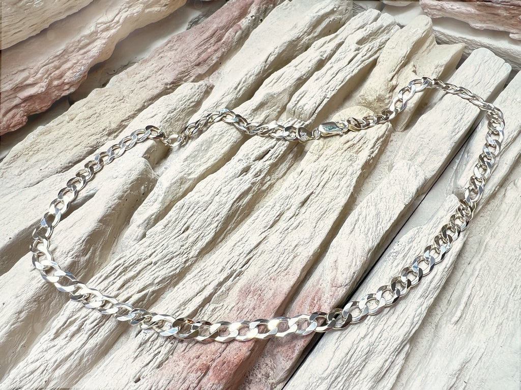 Massive Panzerkette aus 925er Sterling Silber – 50 cm | 7 mm