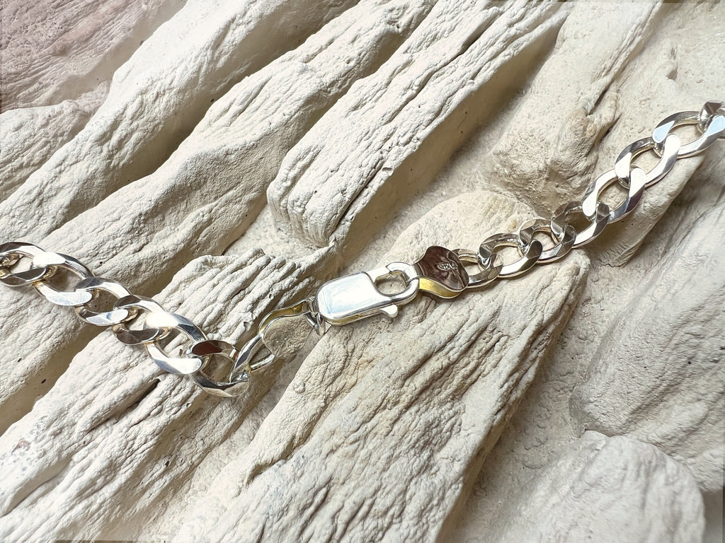 Massive Panzerkette aus 925er Sterling Silber – 50 cm | 7 mm