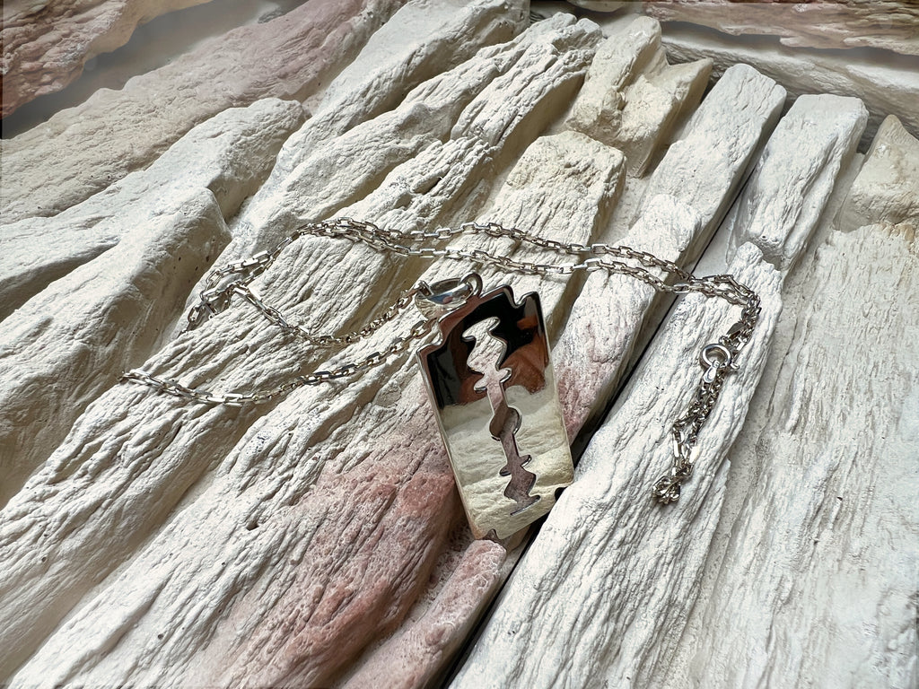 Massive Ankerkette mit Rasierklinge - 925er Sterling Silber – 55 cm | 2 mm