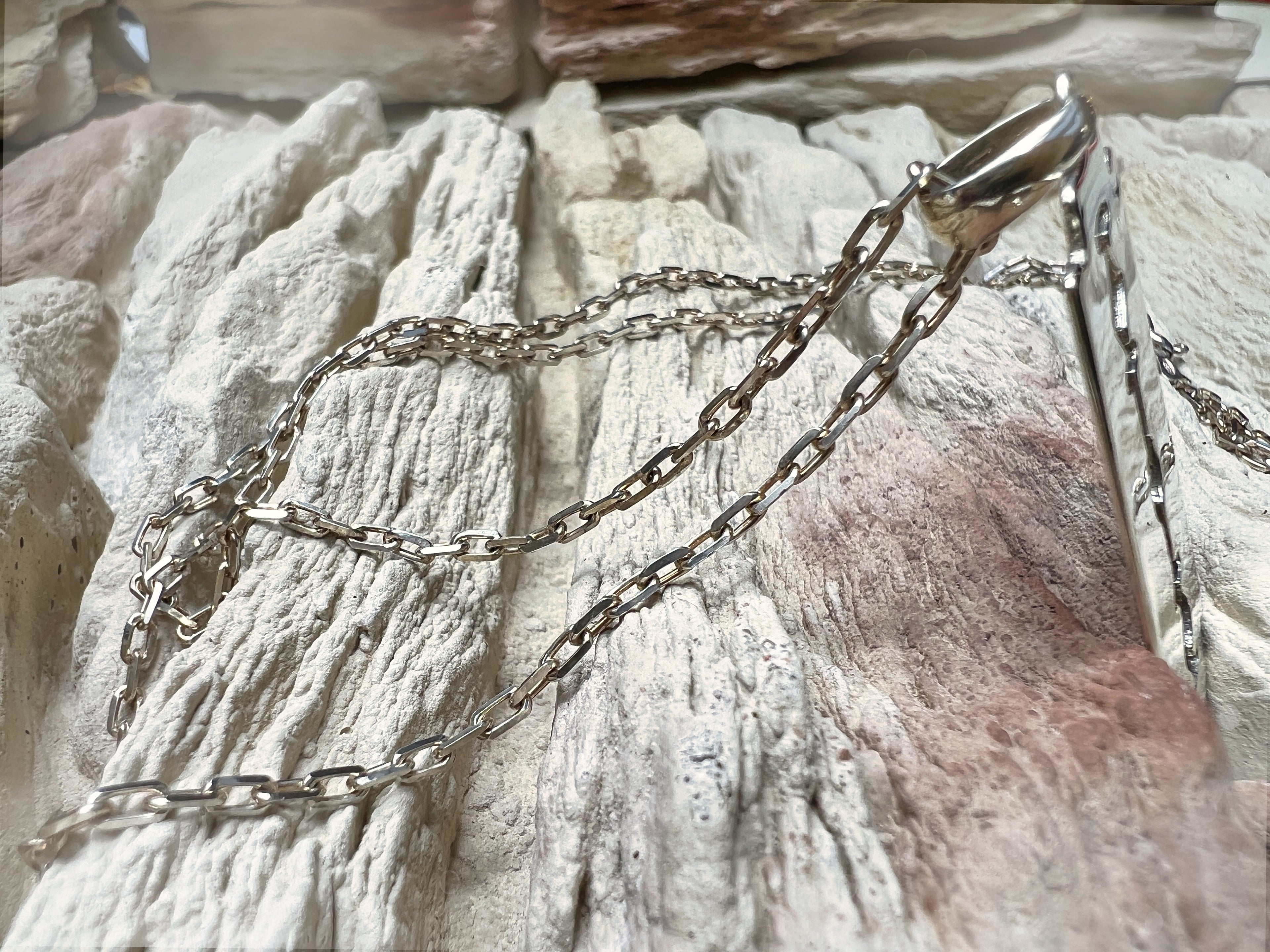 Massive Ankerkette mit Rasierklinge - 925er Sterling Silber – 55 cm | 2 mm