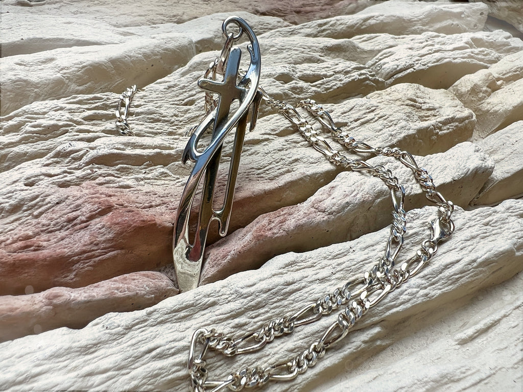 Massive Onyxkette mit exklusivem Kreuz - 925er Sterling Silber - 65 cm