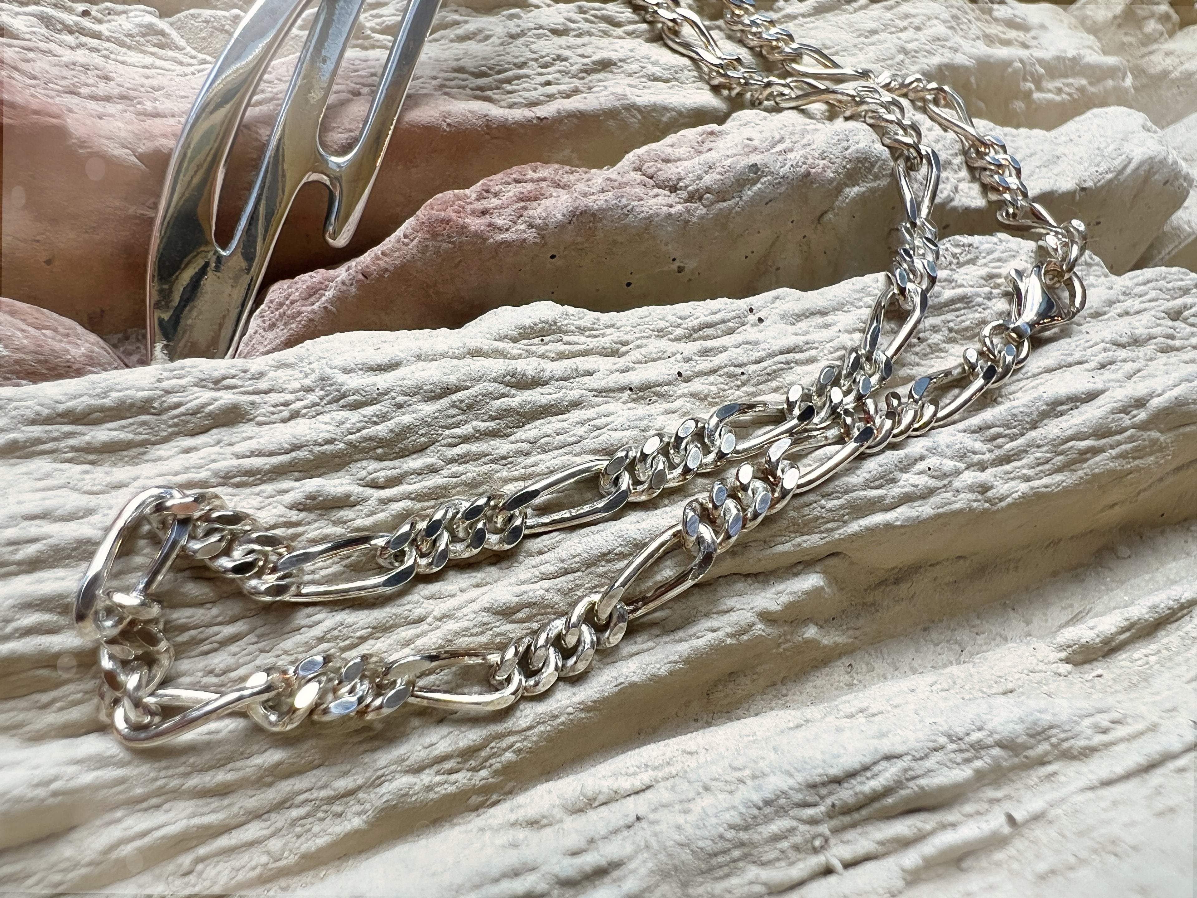 Massive Onyxkette mit exklusivem Kreuz - 925er Sterling Silber - 65 cm