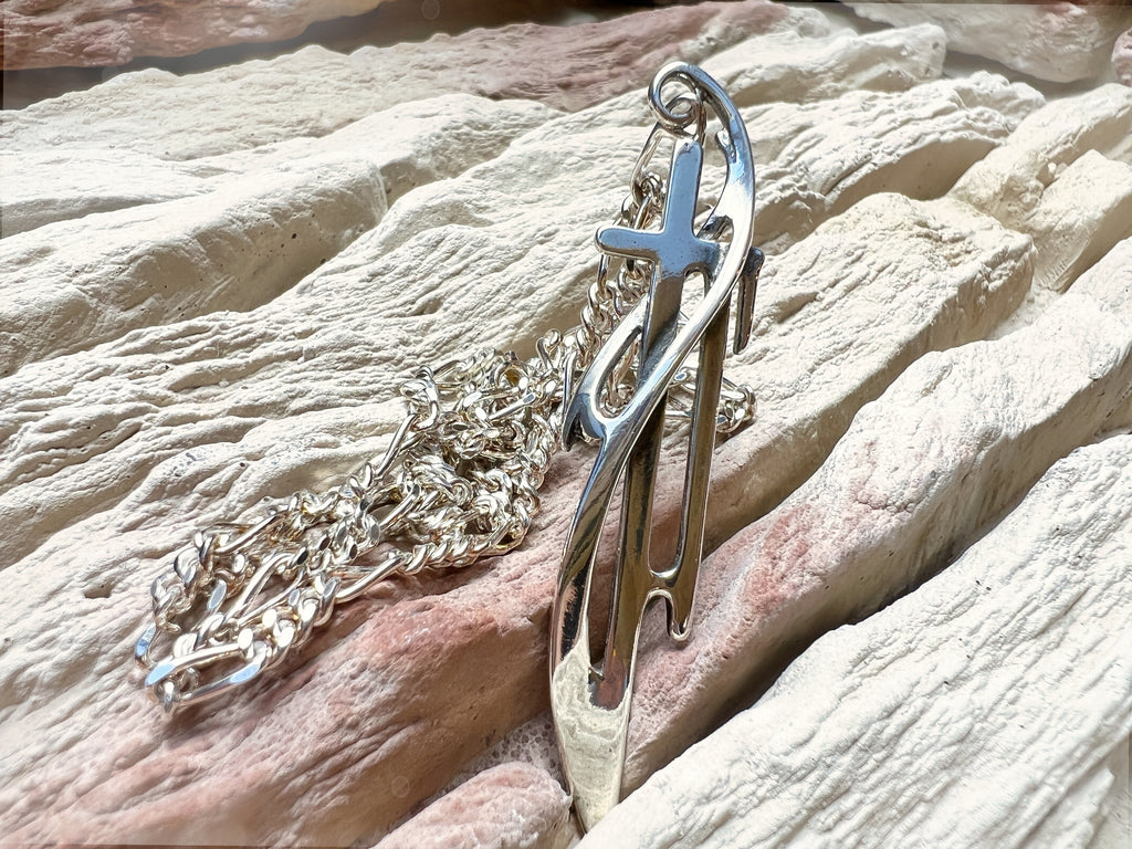 Massive Onyxkette mit exklusivem Kreuz - 925er Sterling Silber - 65 cm