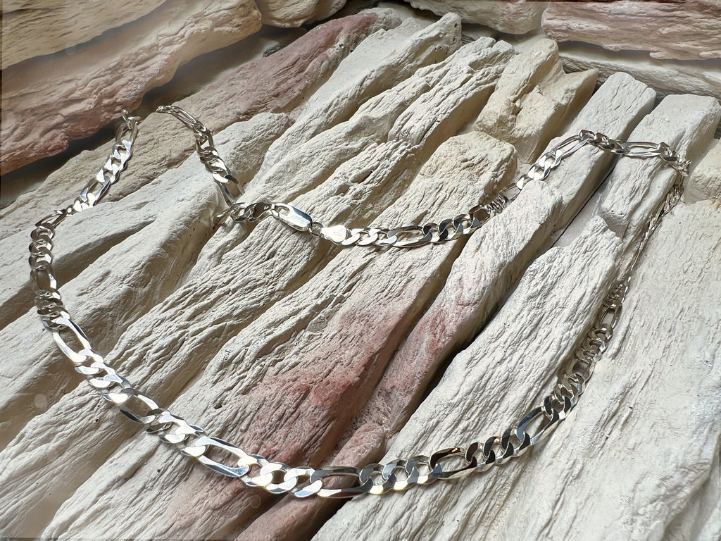 Massive Figarokette aus 925er Sterling Silber – 45-70 cm | 3-6 mm