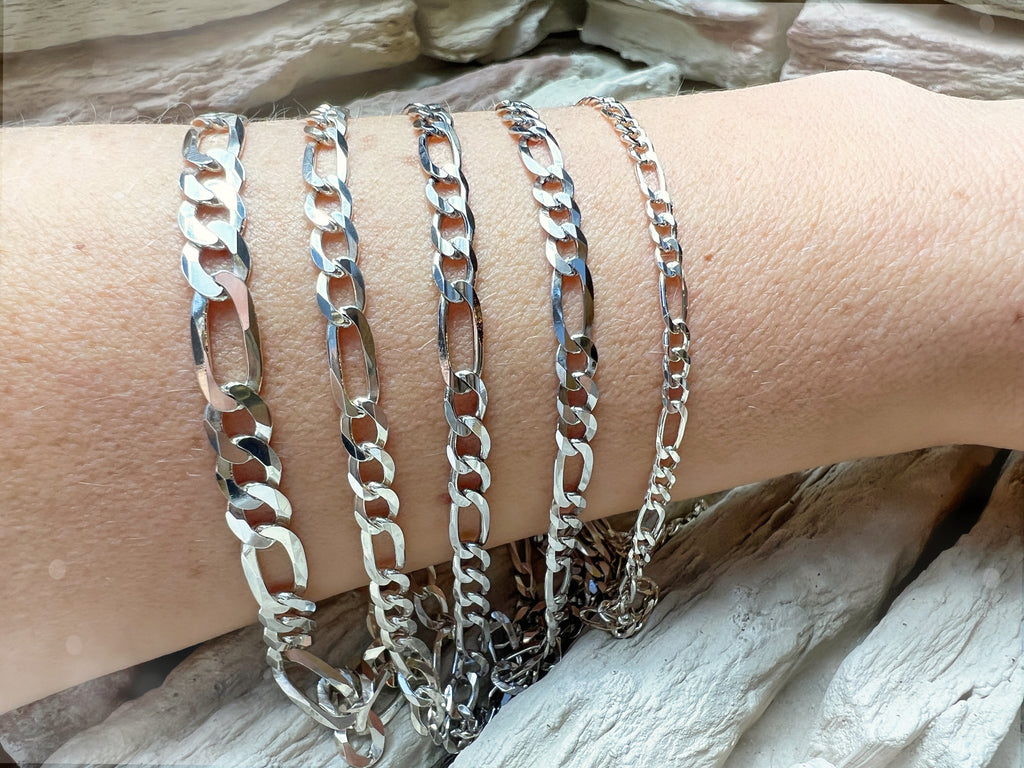 Massive Figarokette aus 925er Sterling Silber – 45-70 cm | 3-6 mm