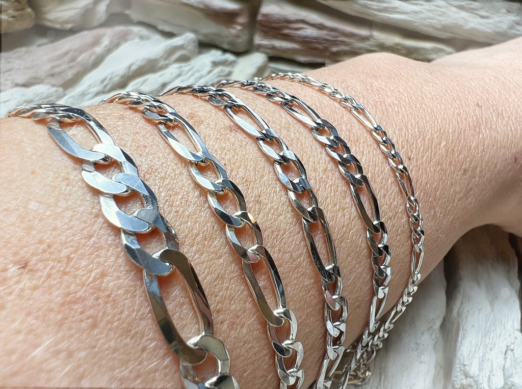 Massive Figarokette aus 925er Sterling Silber – 45-70 cm | 3-6 mm