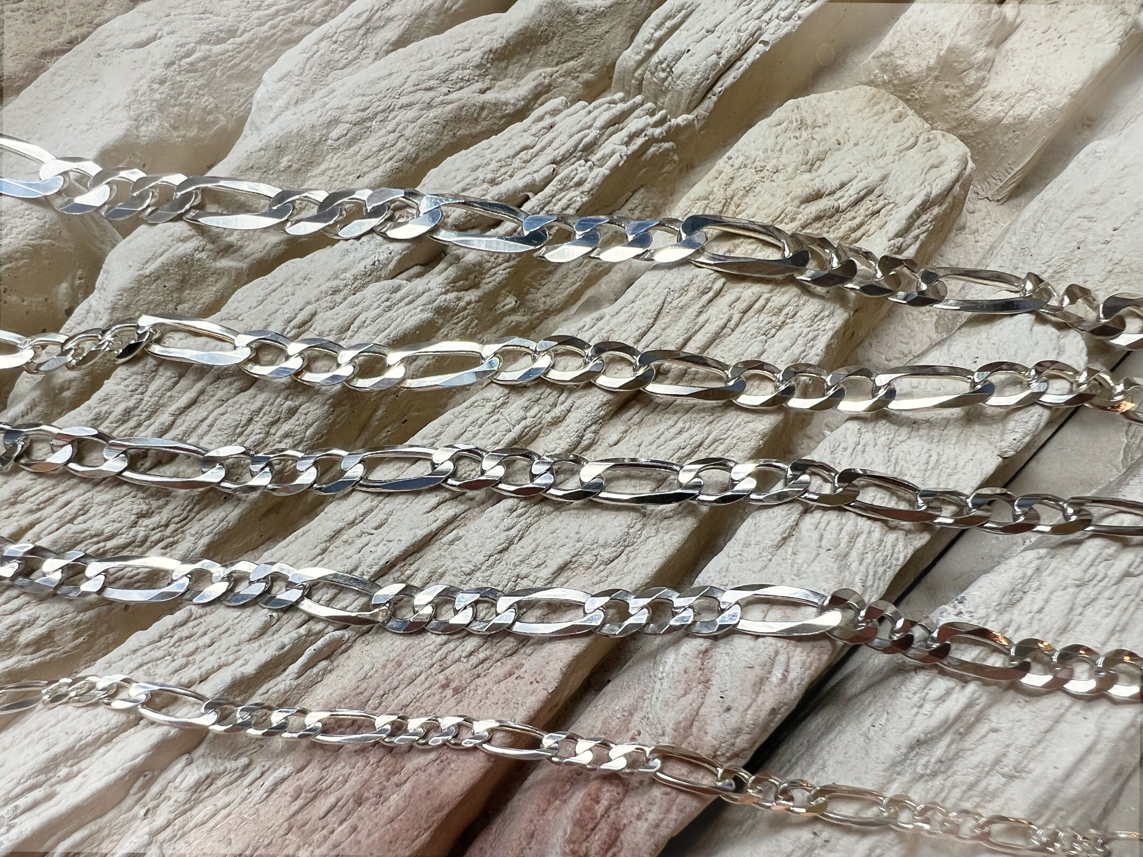 Massive Figarokette aus 925er Sterling Silber – 45-70 cm | 3-6 mm