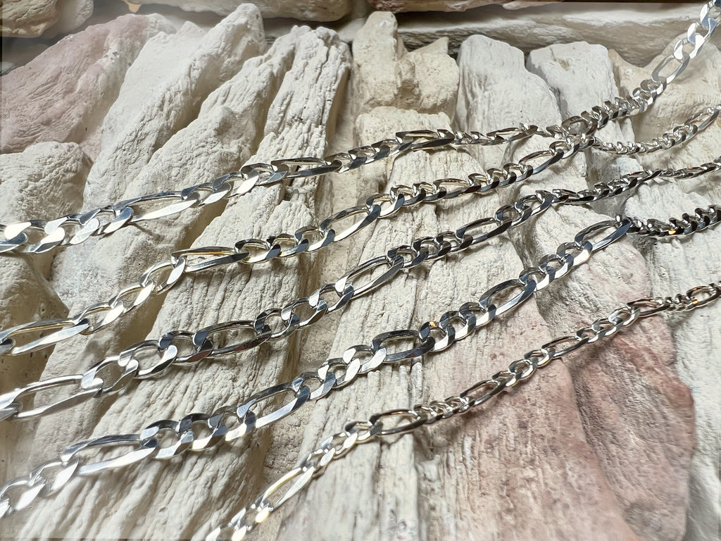 Massive Figarokette aus 925er Sterling Silber – 45-70 cm | 3-6 mm
