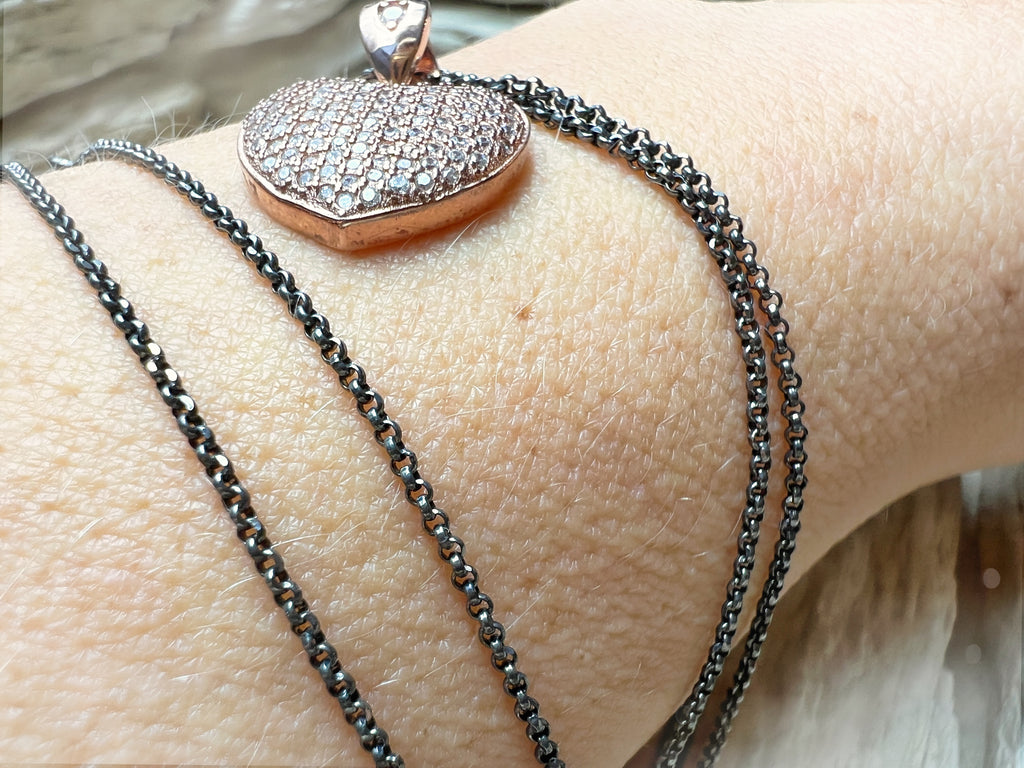 Herzkette 925er Sterling Silber - Roségold - funkelnde Zirkonia in Pavéfassung