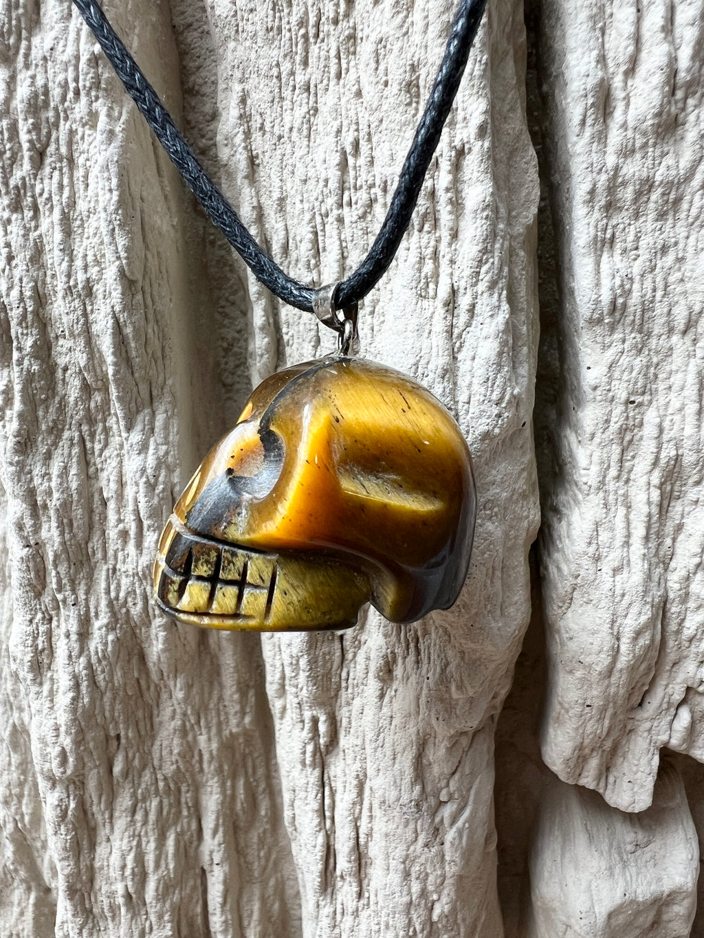 Halsband/Halskette Totenkopf 925er Sterling Silber – Tigerauge