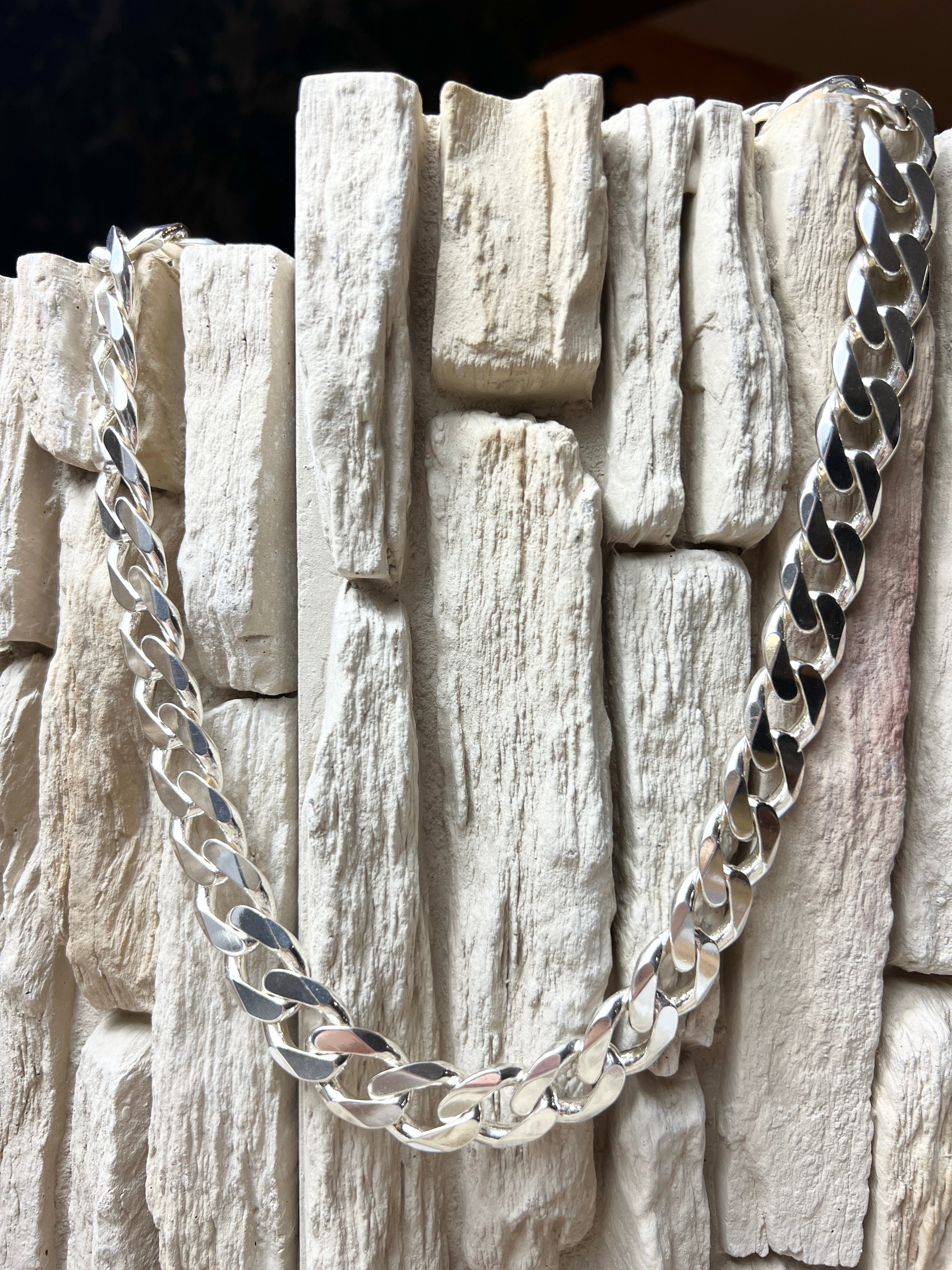 Massive Panzerkette aus 925er Sterling Silber – 60 cm | 15x25 mm / 241 Gramm