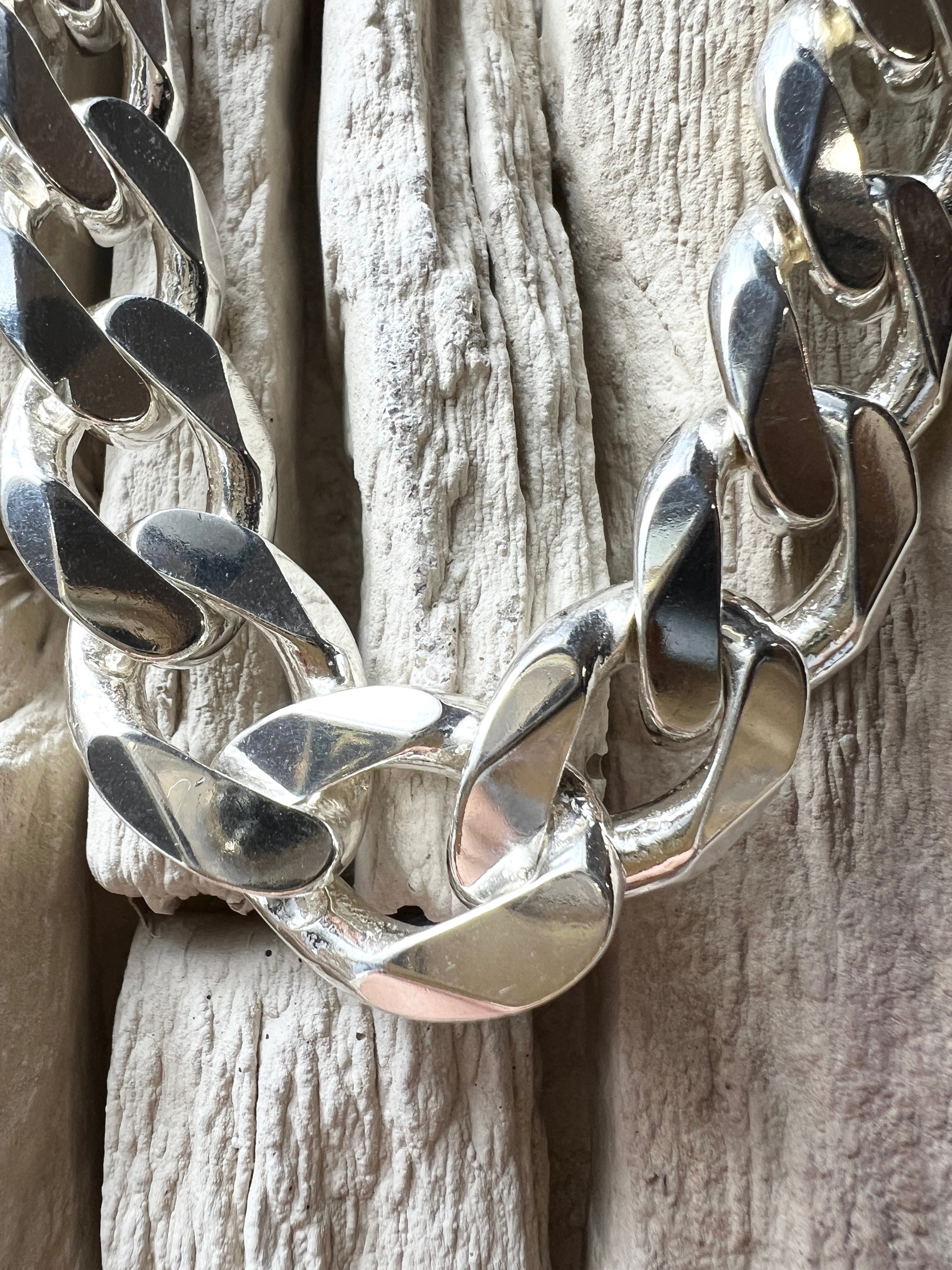 Massive Panzerkette aus 925er Sterling Silber – 60 cm | 15x25 mm / 241 Gramm