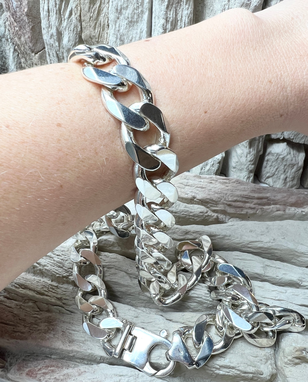 Massive Panzerkette aus 925er Sterling Silber – 60 cm | 15x25 mm / 241 Gramm