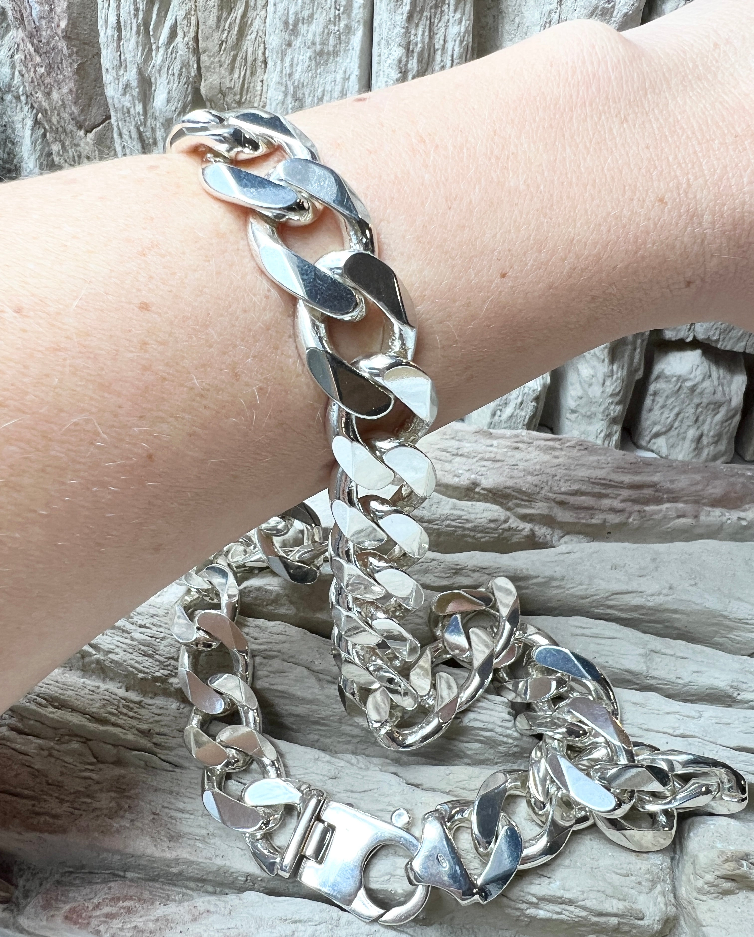 Massive Panzerkette aus 925er Sterling Silber – 60 cm | 15x25 mm / 241 Gramm