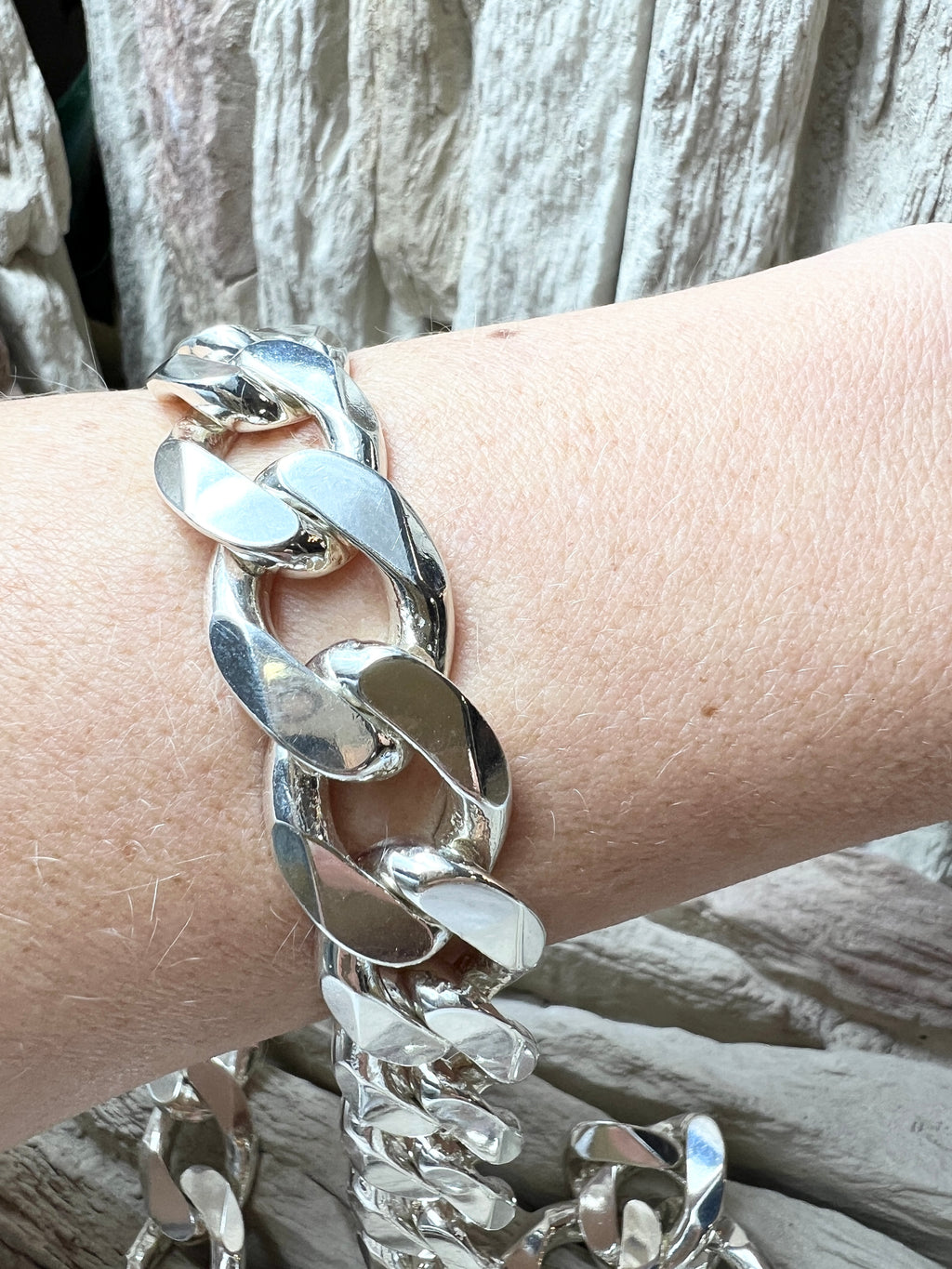 Massive Panzerkette aus 925er Sterling Silber – 60 cm | 15x25 mm / 241 Gramm