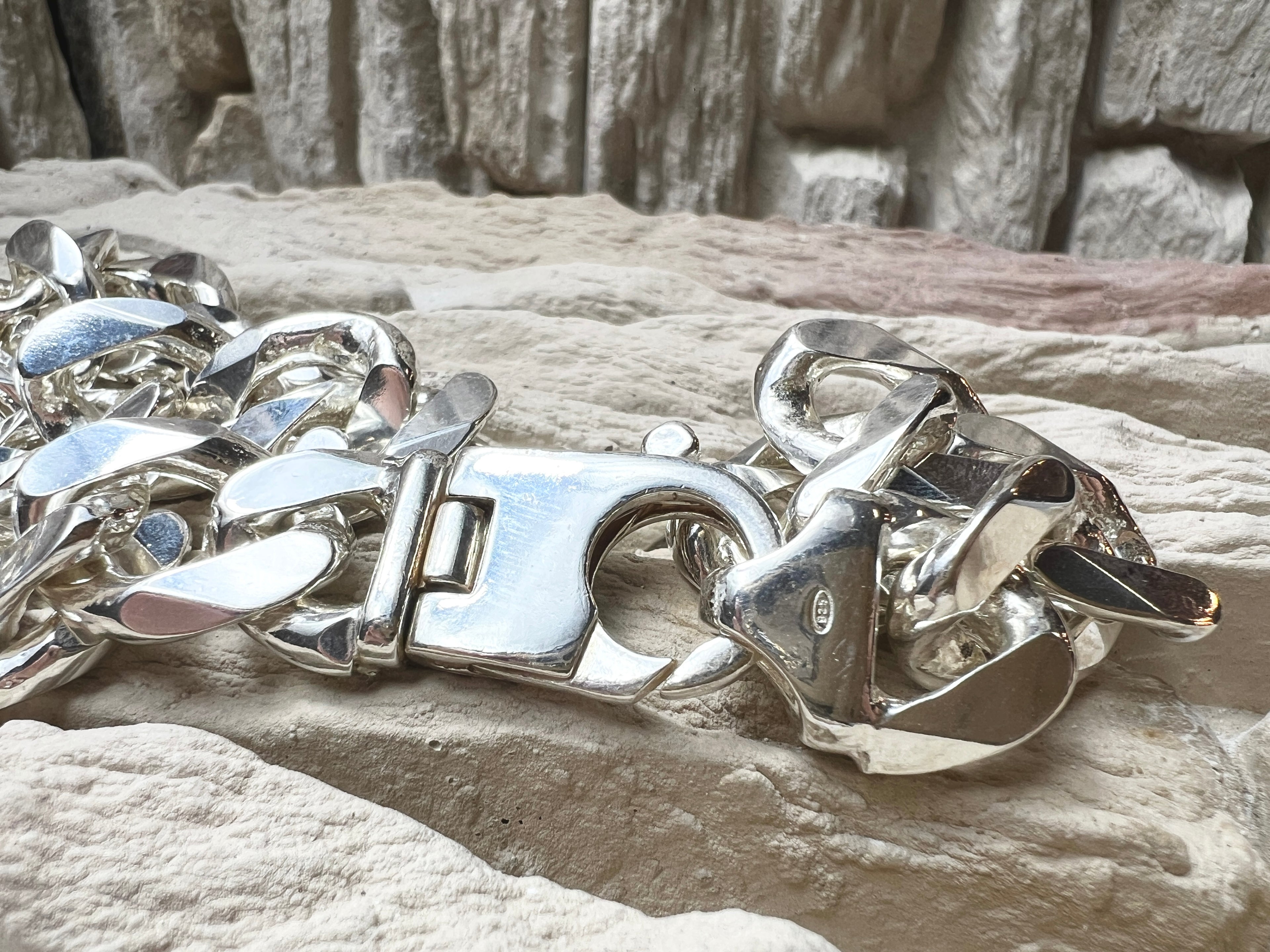 Massive Panzerkette aus 925er Sterling Silber – 60 cm | 15x25 mm / 241 Gramm