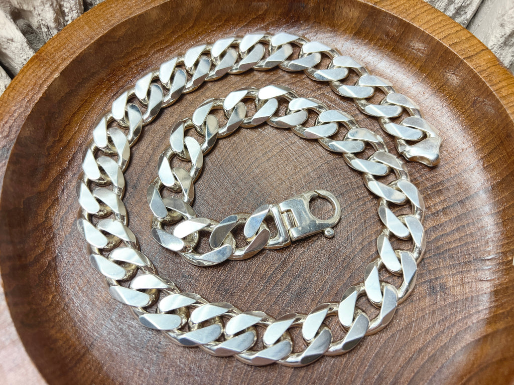 Massive Panzerkette aus 925er Sterling Silber – 60 cm | 15x25 mm / 241 Gramm