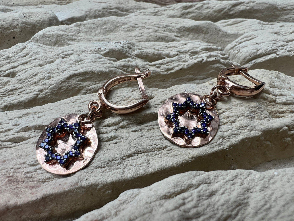 Rosé-vergoldete 925er Sterling Silber Ohrhänger - klarer Amethyst - UNIKAT