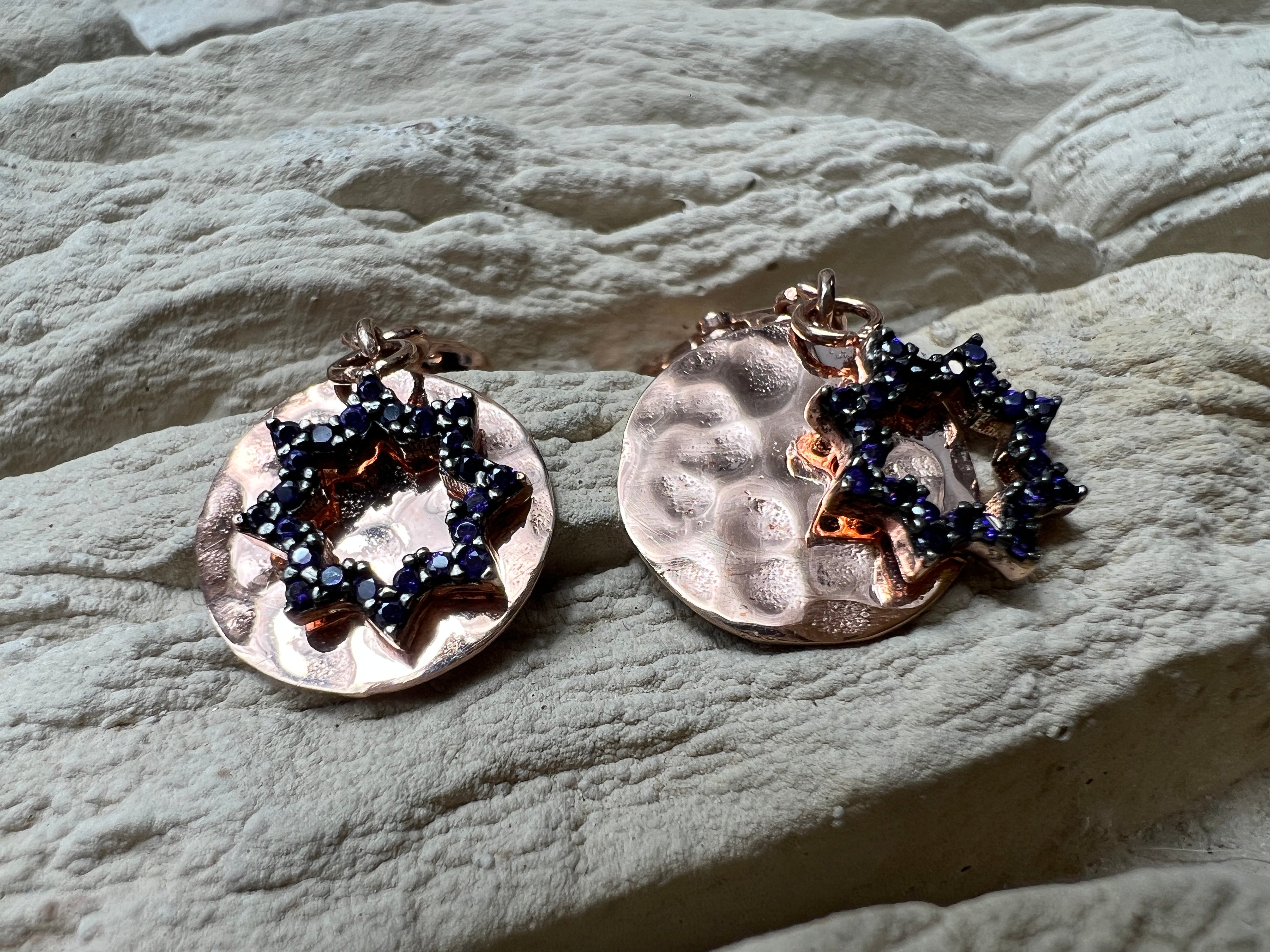 Rosé-vergoldete 925er Sterling Silber Ohrhänger - klarer Amethyst - UNIKAT