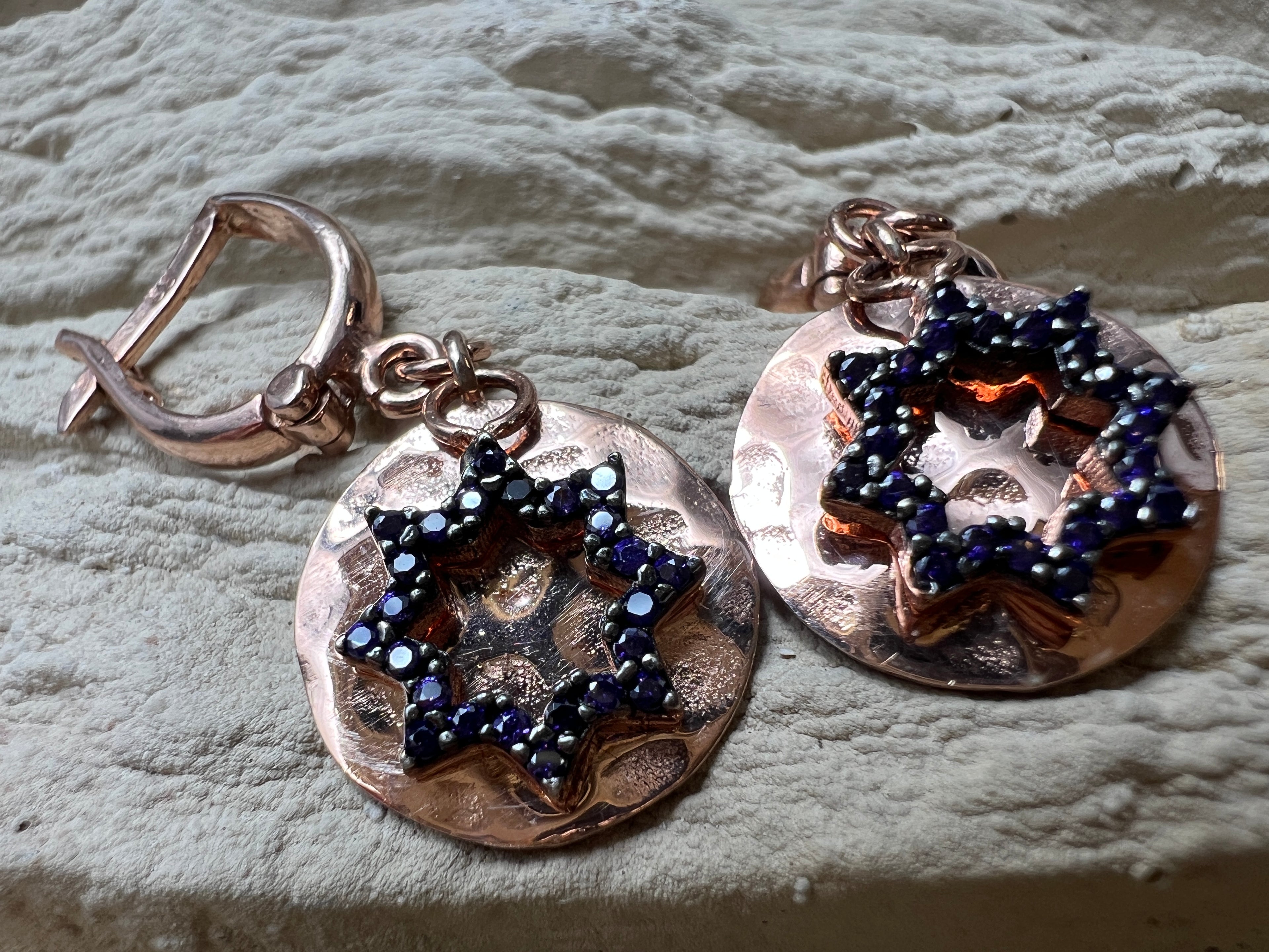 Rosé-vergoldete 925er Sterling Silber Ohrhänger - klarer Amethyst - UNIKAT