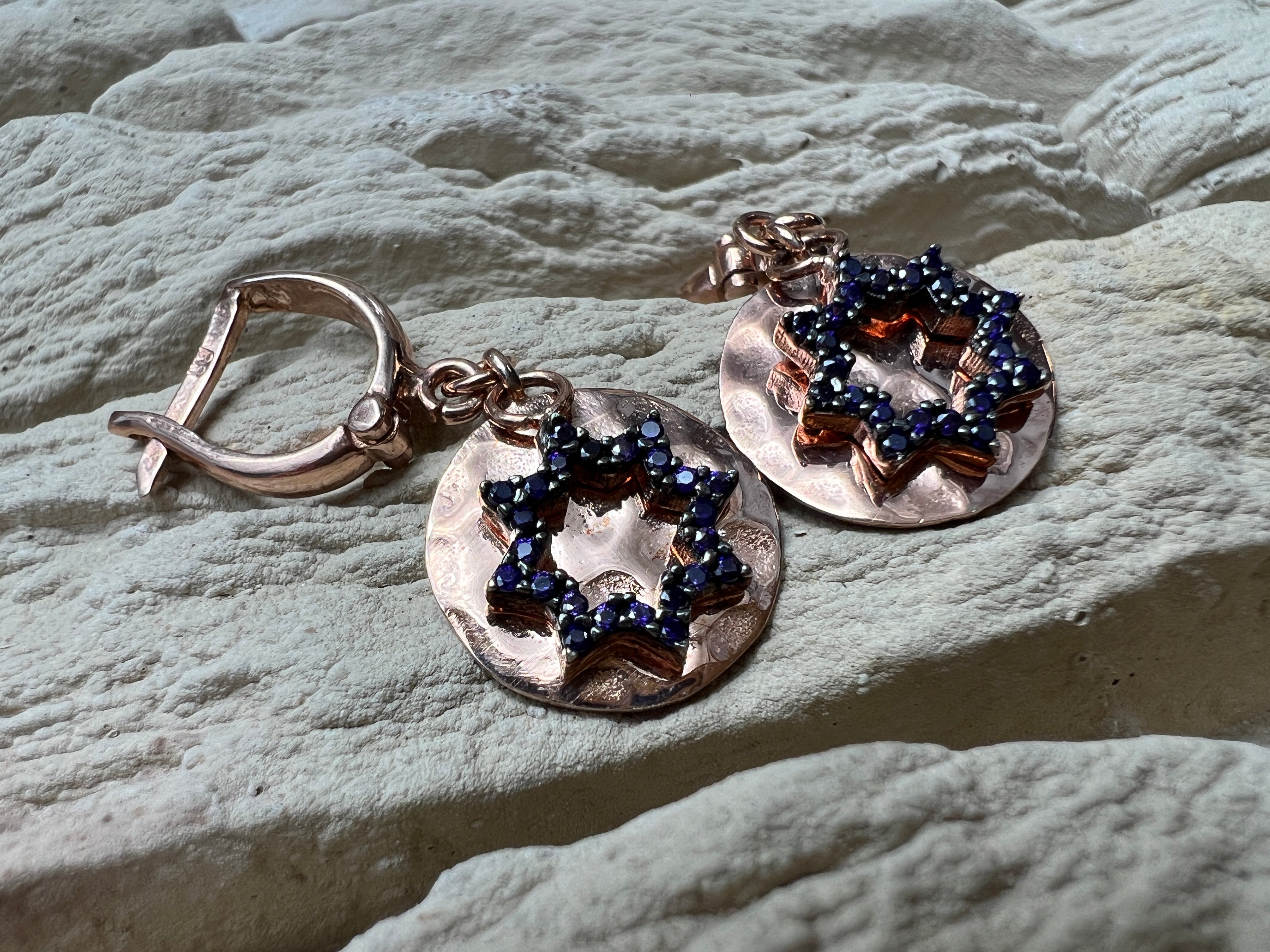 Rosé-vergoldete 925er Sterling Silber Ohrhänger - klarer Amethyst - UNIKAT