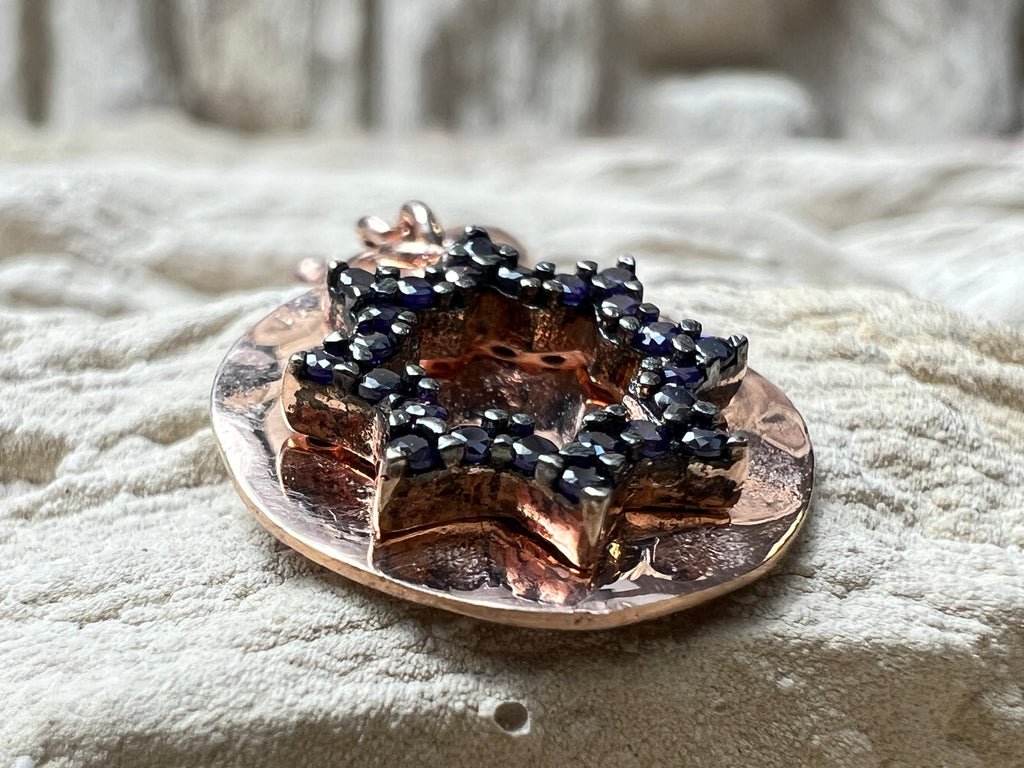 Rosé-vergoldete 925er Sterling Silber Ohrhänger - klarer Amethyst - UNIKAT