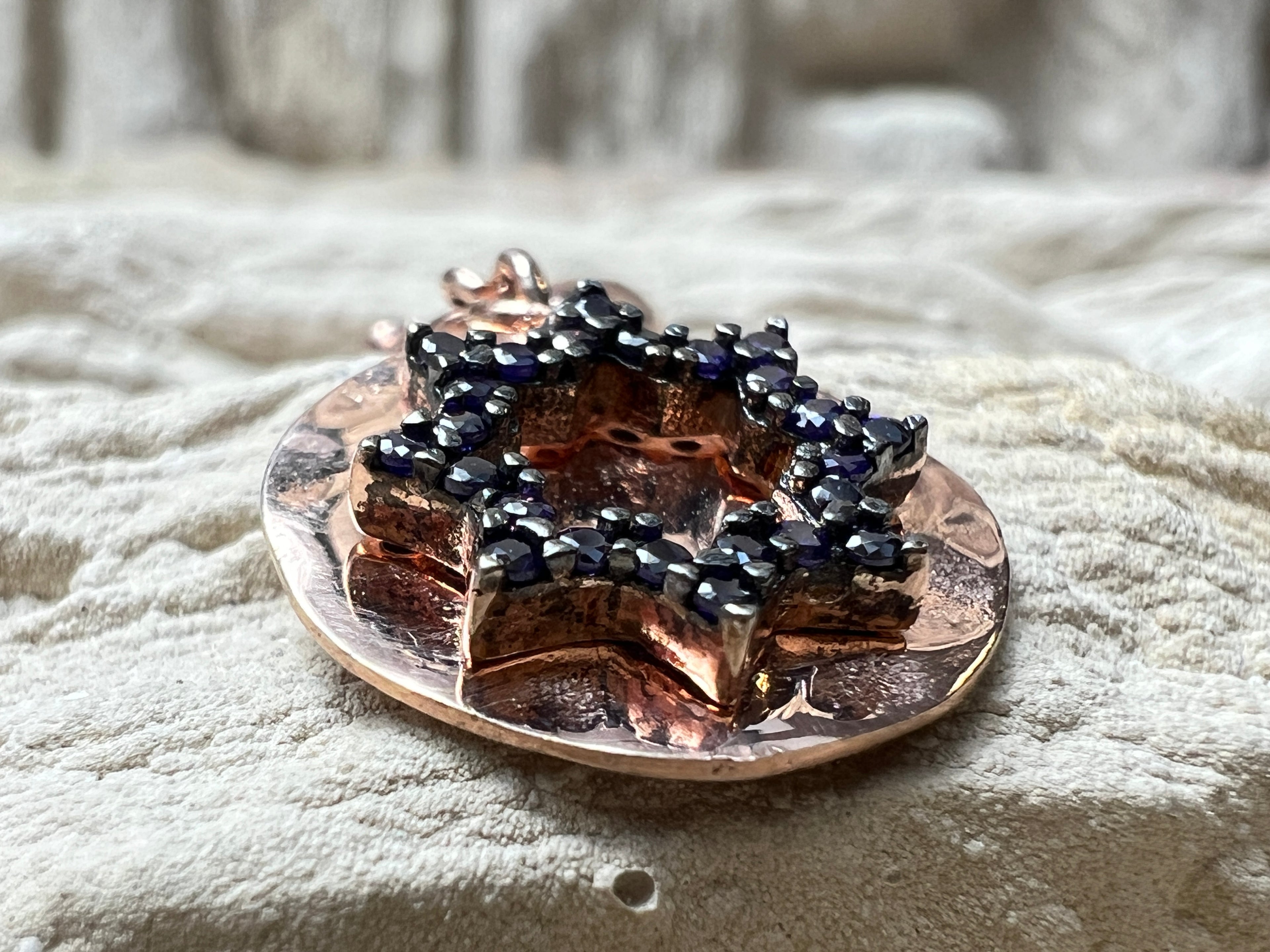 Rosé-vergoldete 925er Sterling Silber Ohrhänger - klarer Amethyst - UNIKAT