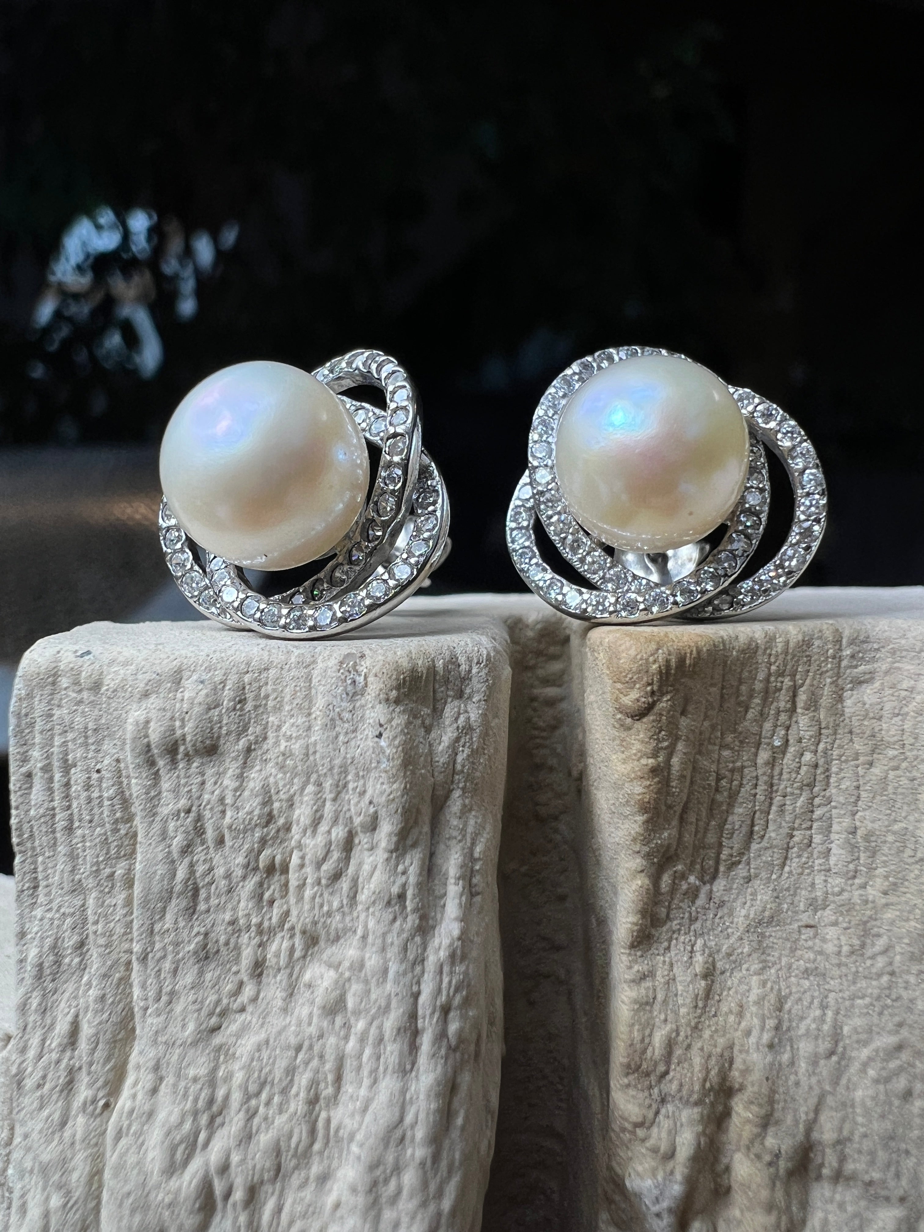 925er Sterling Silber Ohrringe - Süßwasser Zuchtperle - UNIKAT