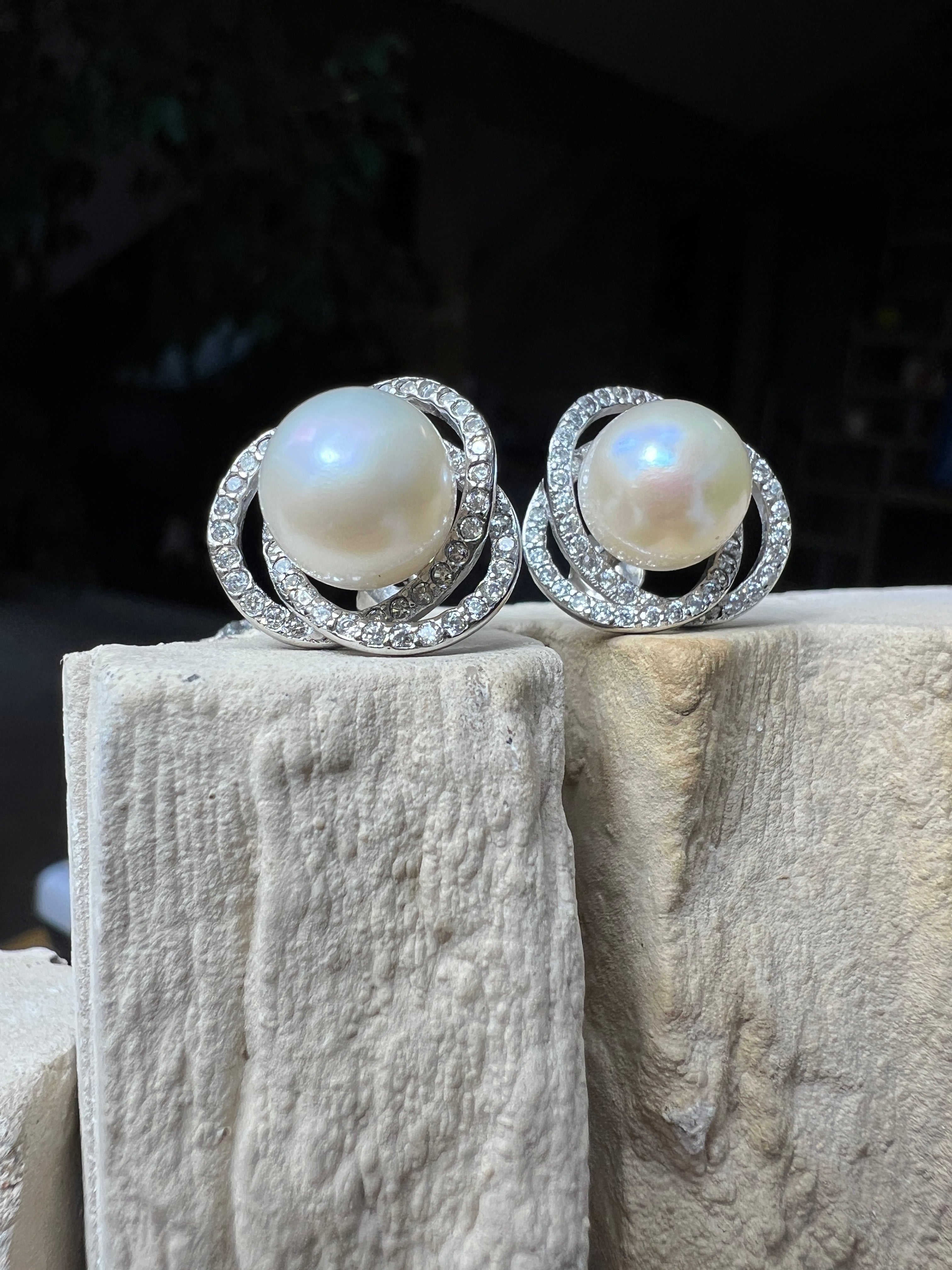 925er Sterling Silber Ohrringe - Süßwasser Zuchtperle - UNIKAT