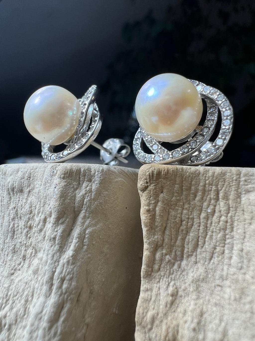 925er Sterling Silber Ohrringe - Süßwasser Zuchtperle - UNIKAT