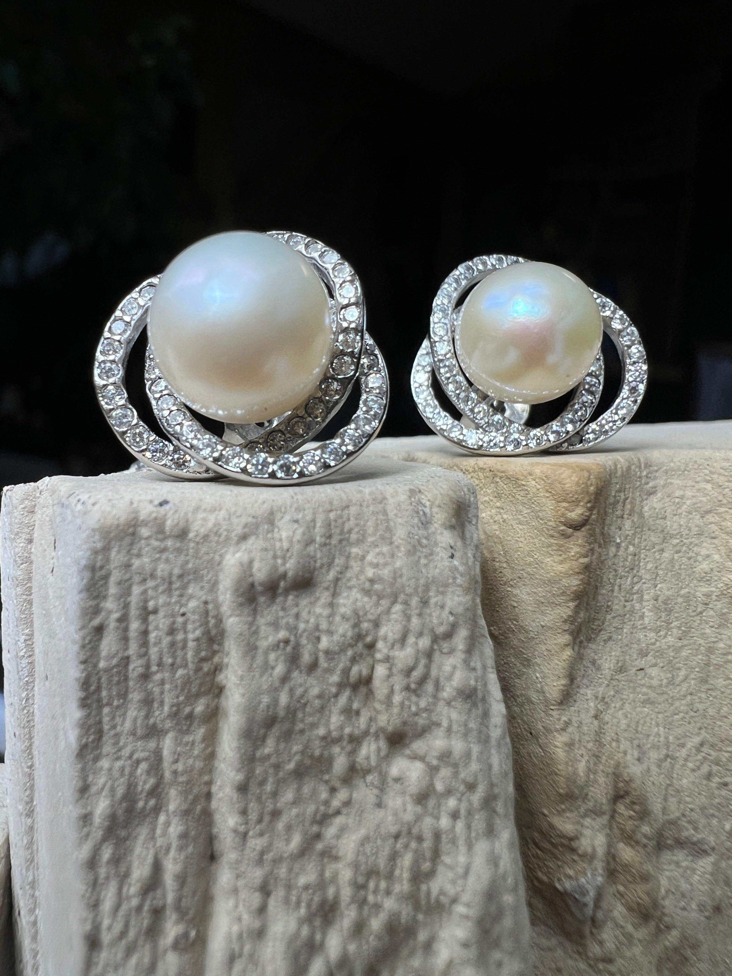 925er Sterling Silber Ohrringe - Süßwasser Zuchtperle - UNIKAT