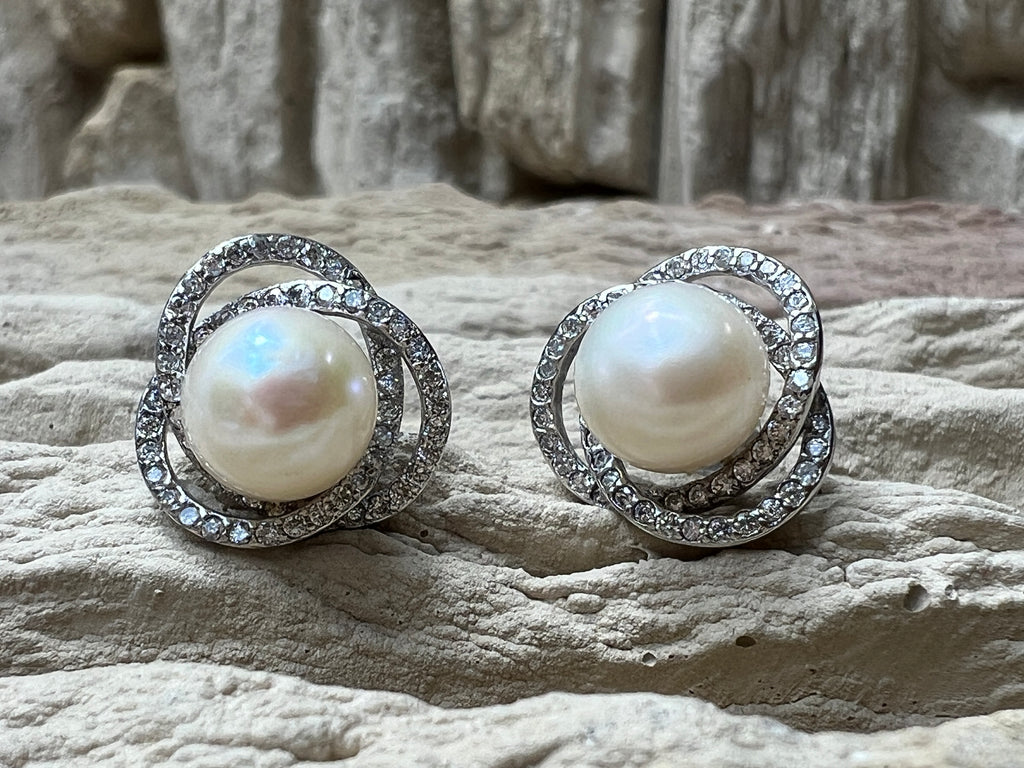 925er Sterling Silber Ohrringe - Süßwasser Zuchtperle - UNIKAT