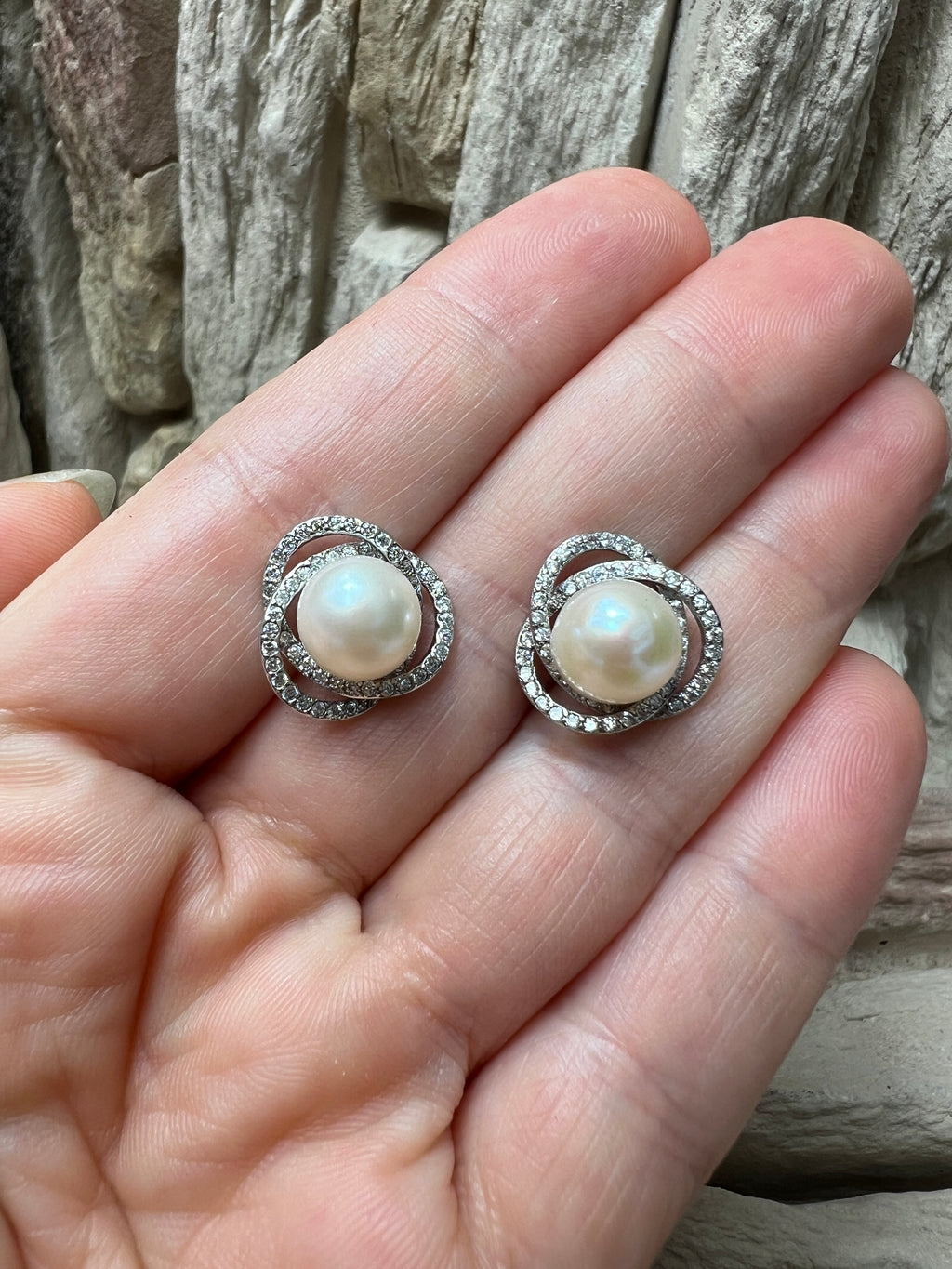 925er Sterling Silber Ohrringe - Süßwasser Zuchtperle - UNIKAT