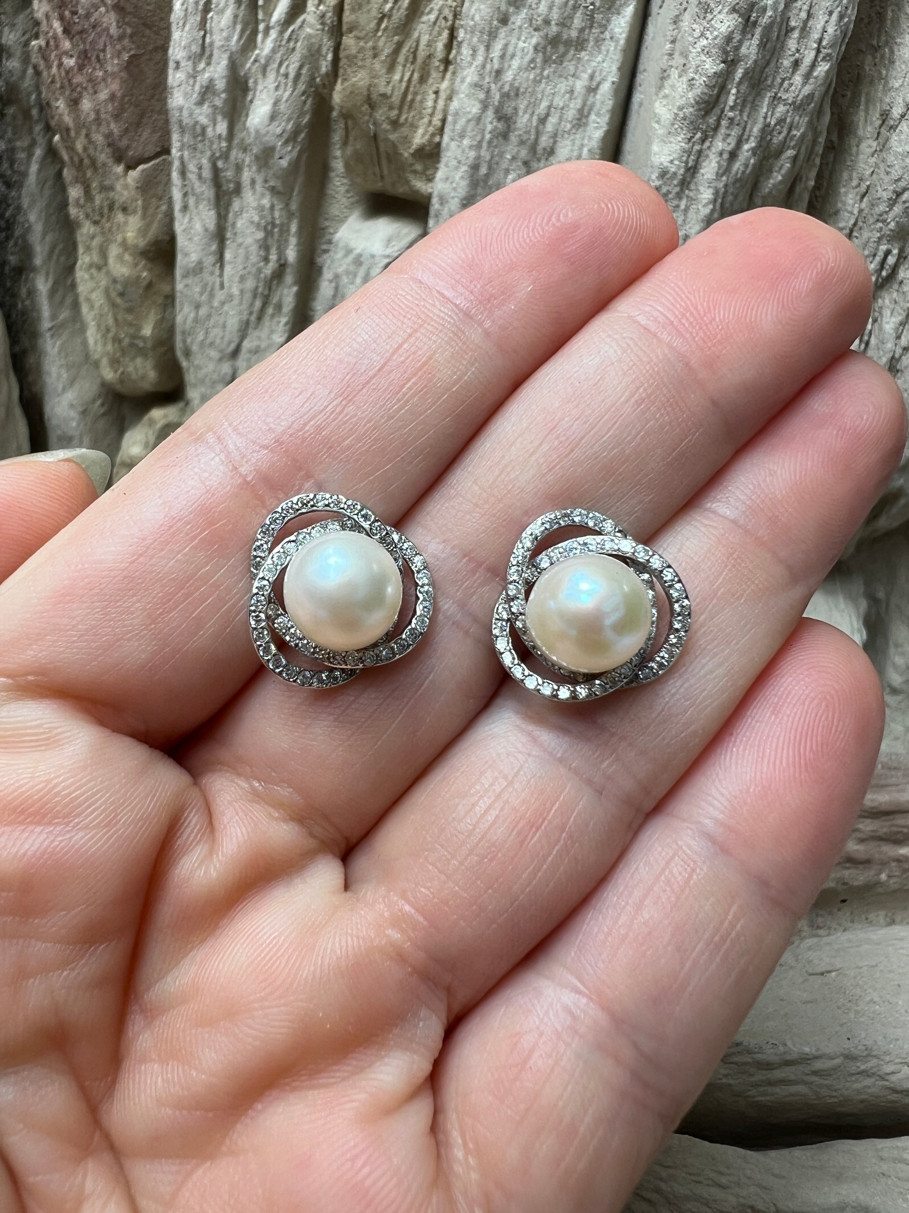 925er Sterling Silber Ohrringe - Süßwasser Zuchtperle - UNIKAT