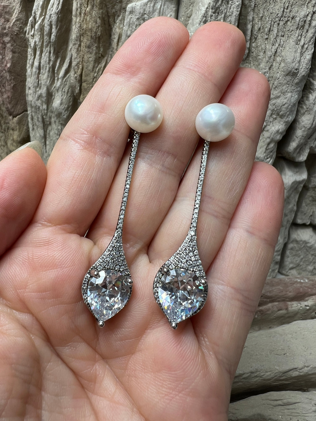 exklusive 925er Sterling Silber Ohrringe - Süßwasser Zuchtperle - UNIKAT