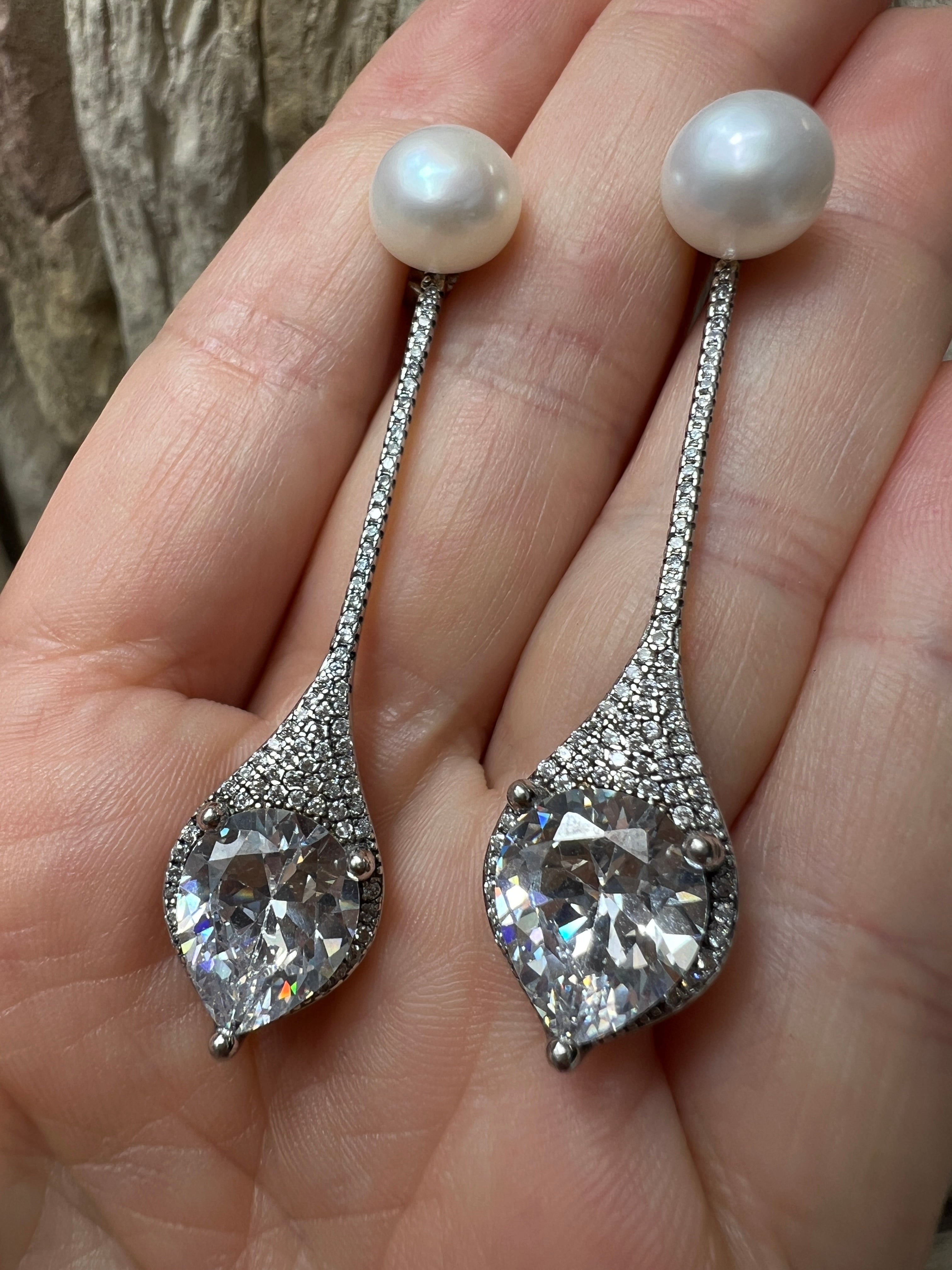 exklusive 925er Sterling Silber Ohrringe - Süßwasser Zuchtperle - UNIKAT