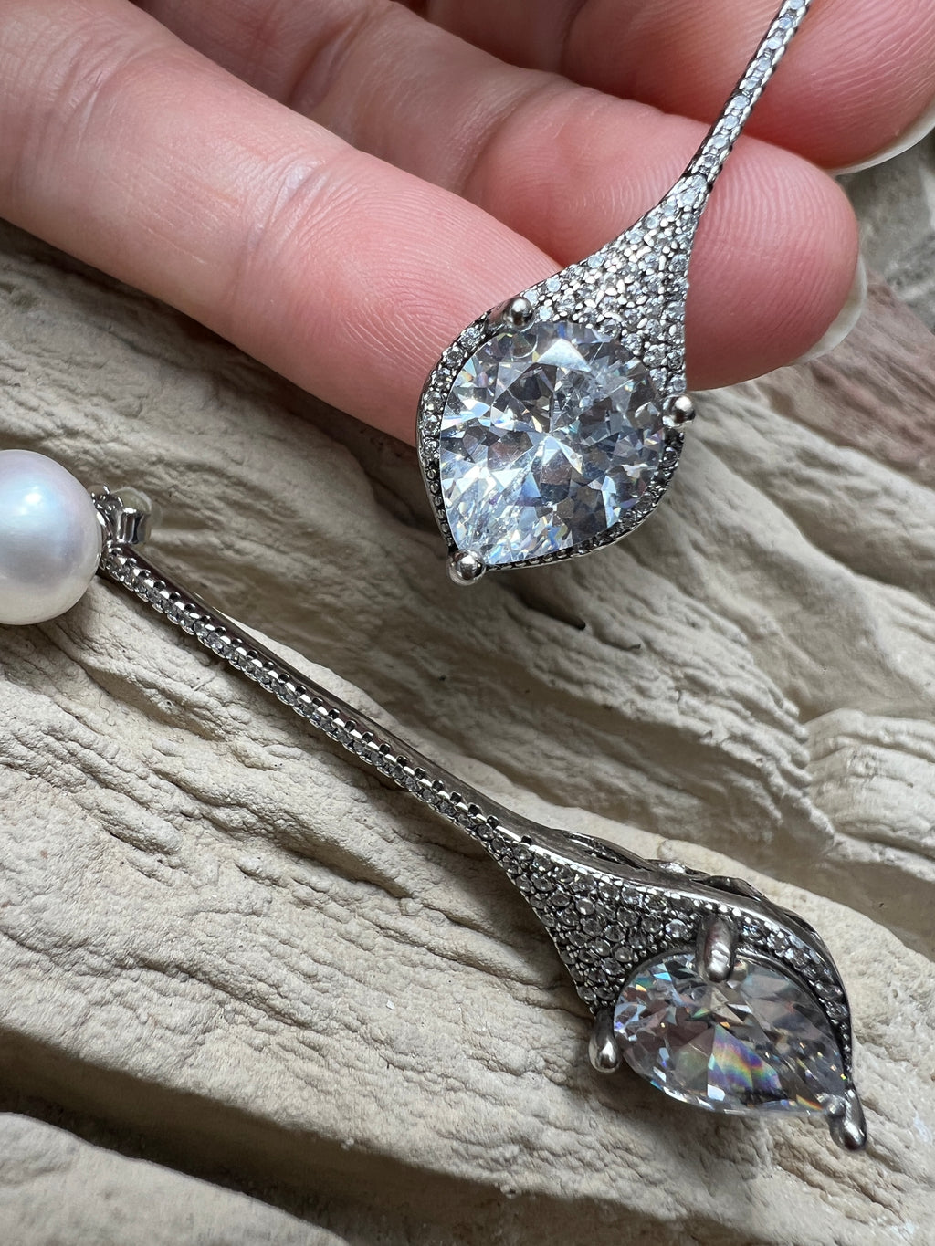 exklusive 925er Sterling Silber Ohrringe - Süßwasser Zuchtperle - UNIKAT