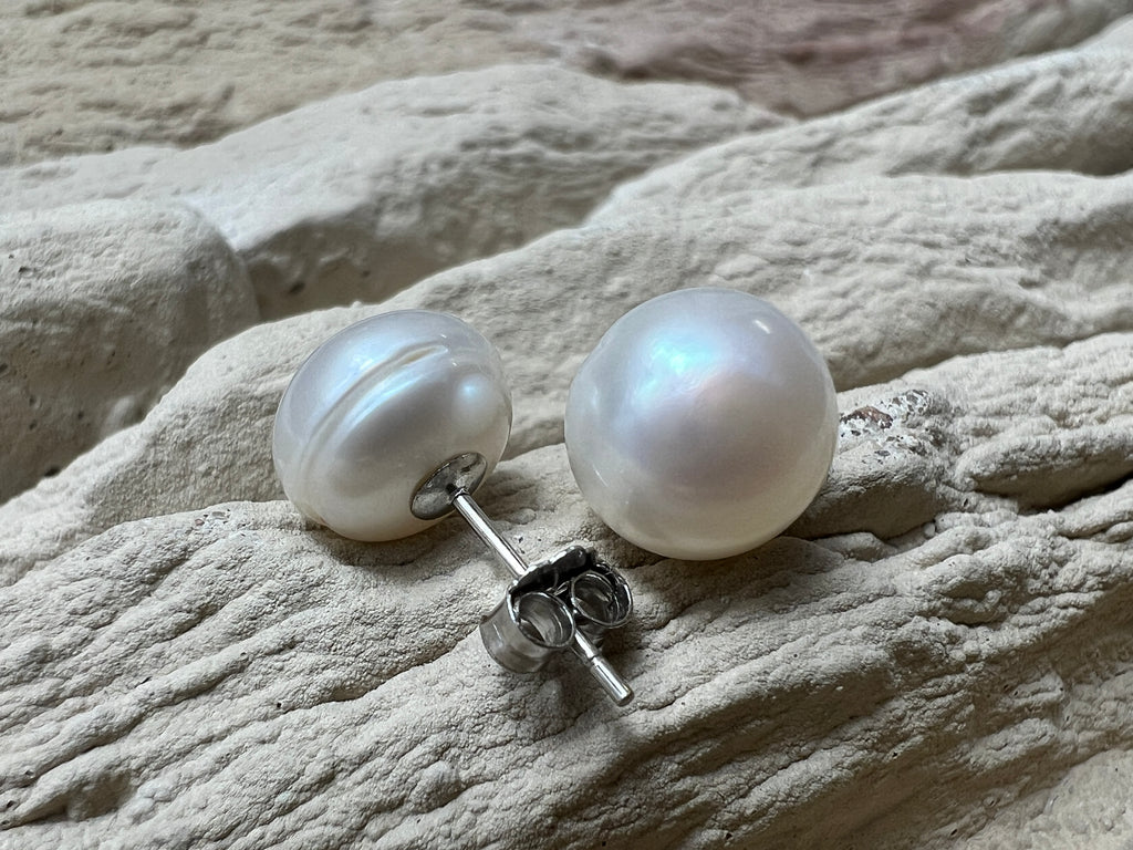 exklusive 925er Sterling Silber Ohrringe - Süßwasser Zuchtperle - UNIKAT