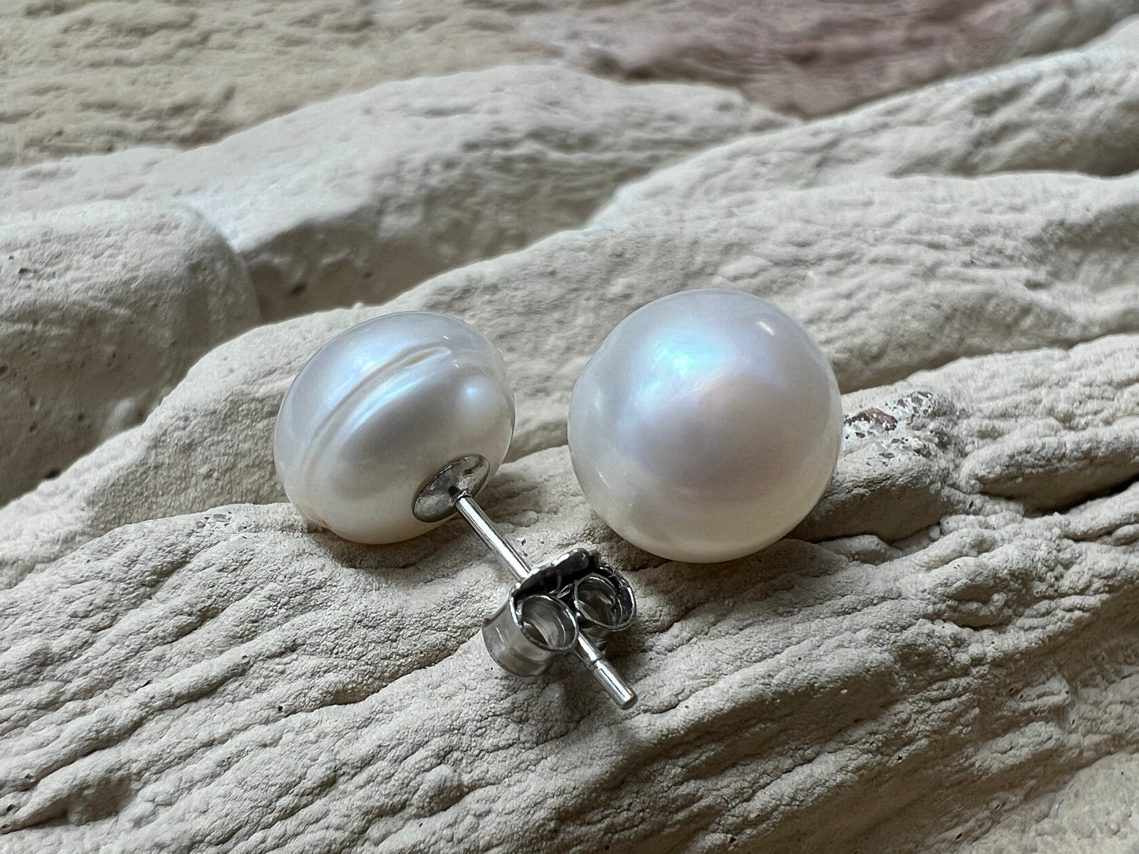 exklusive 925er Sterling Silber Ohrringe - Süßwasser Zuchtperle - UNIKAT