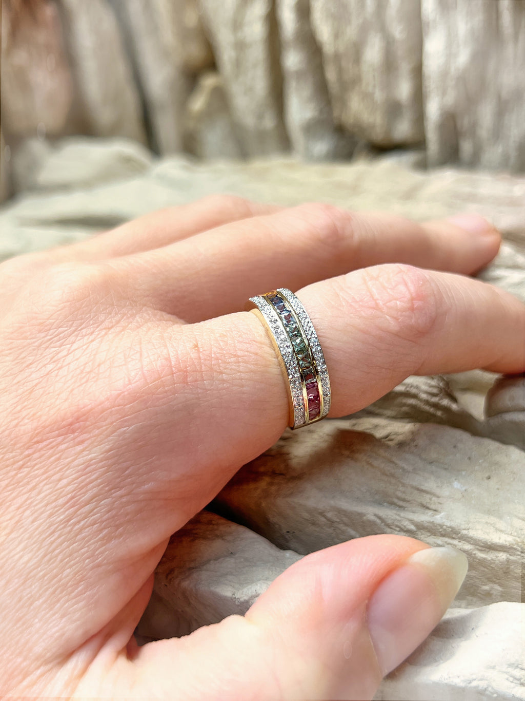 LUXUS-Ring aus 585er Gold mit Diamanten & Edelsteinen – Nr. 56 (16)