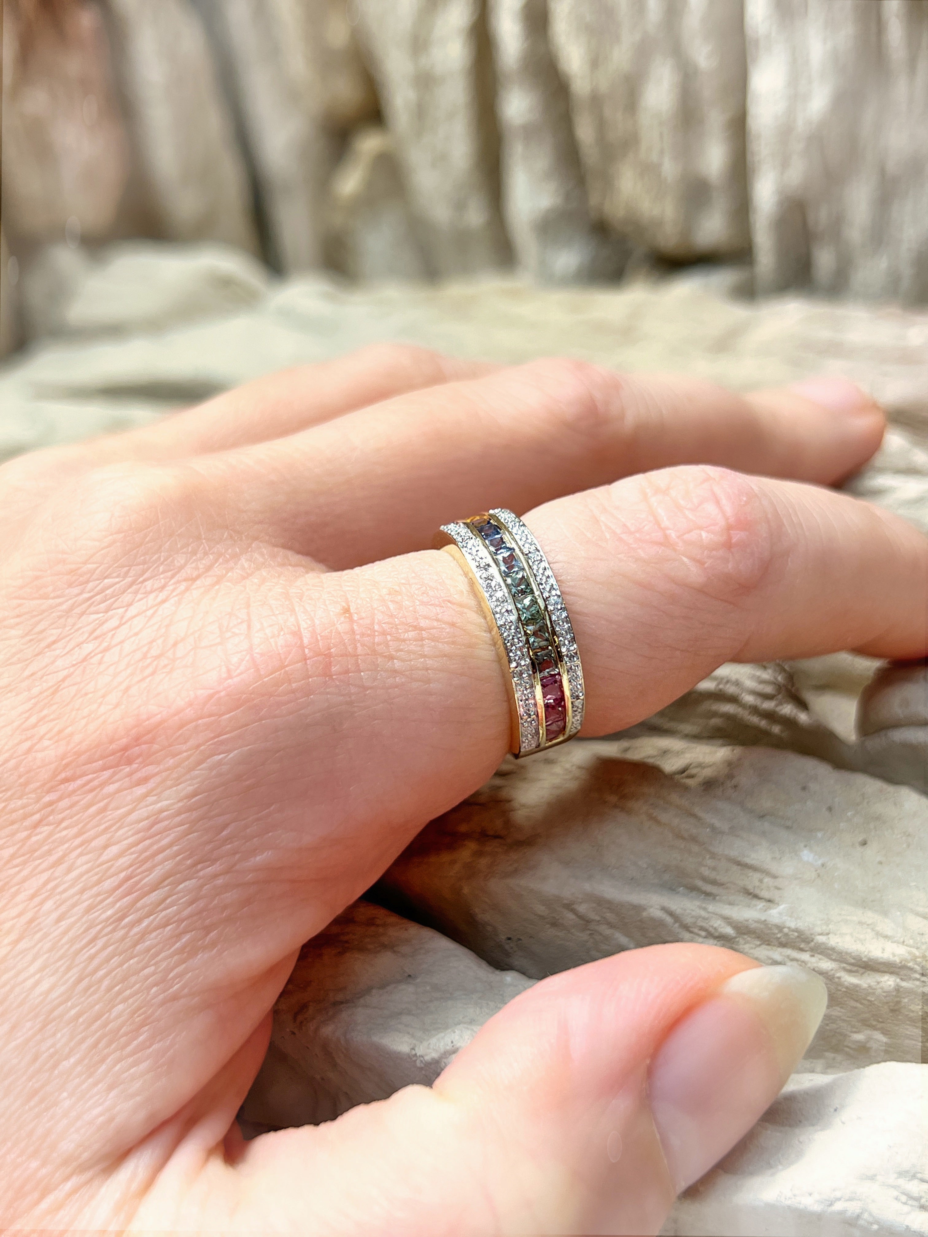 LUXUS-Ring aus 585er Gold mit Diamanten & Edelsteinen – Nr. 56 (16)