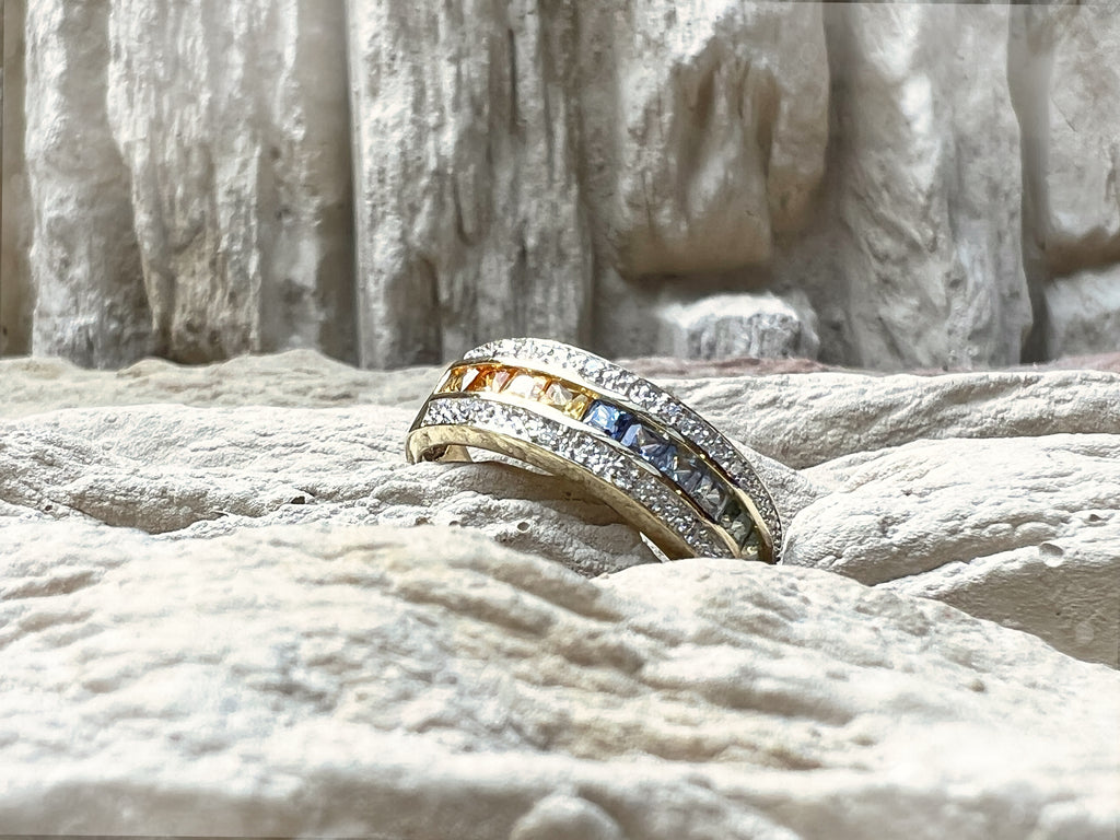 LUXUS-Ring aus 585er Gold mit Diamanten & Edelsteinen – Nr. 56 (16)