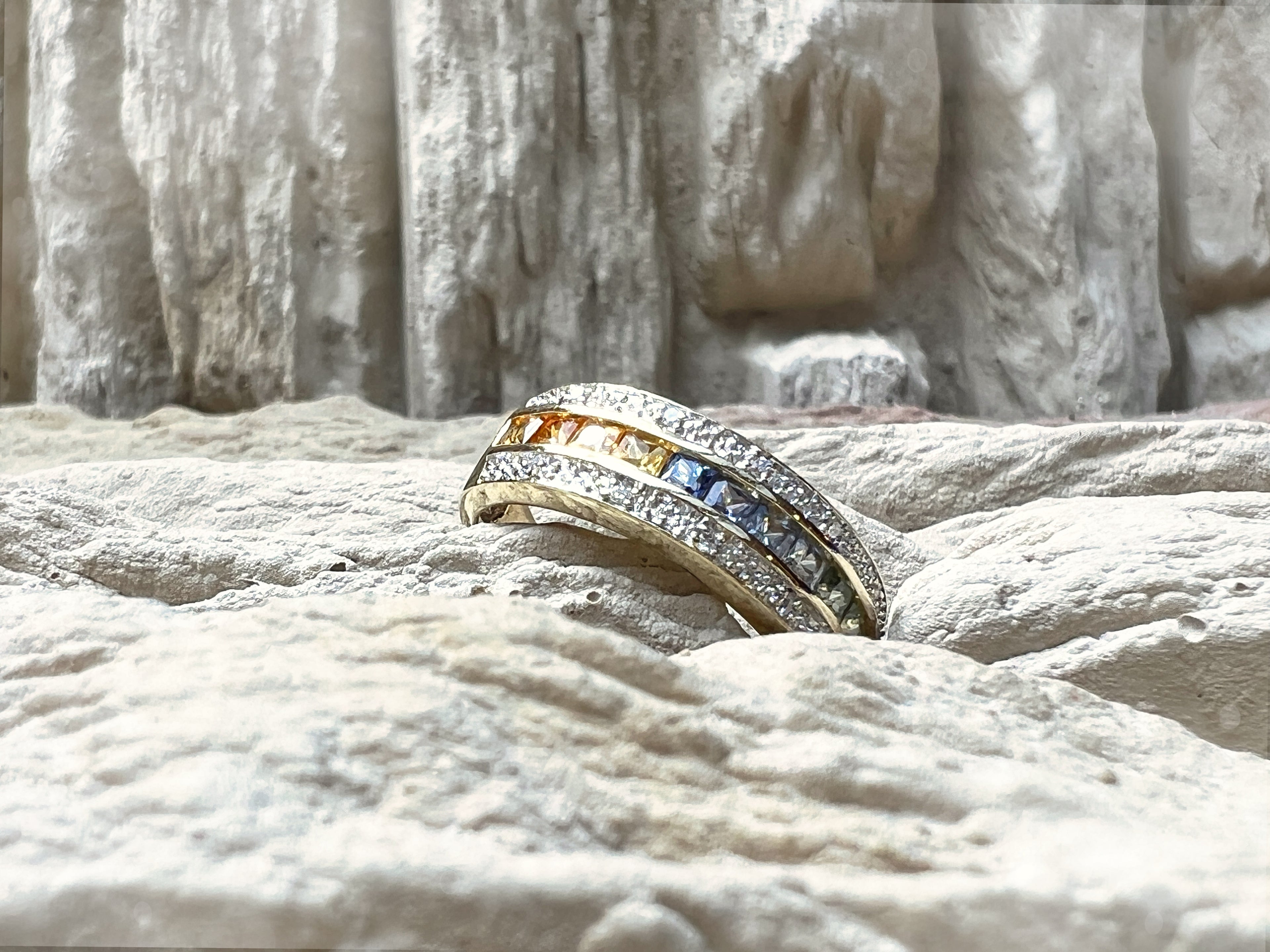 LUXUS-Ring aus 585er Gold mit Diamanten & Edelsteinen – Nr. 56 (16)