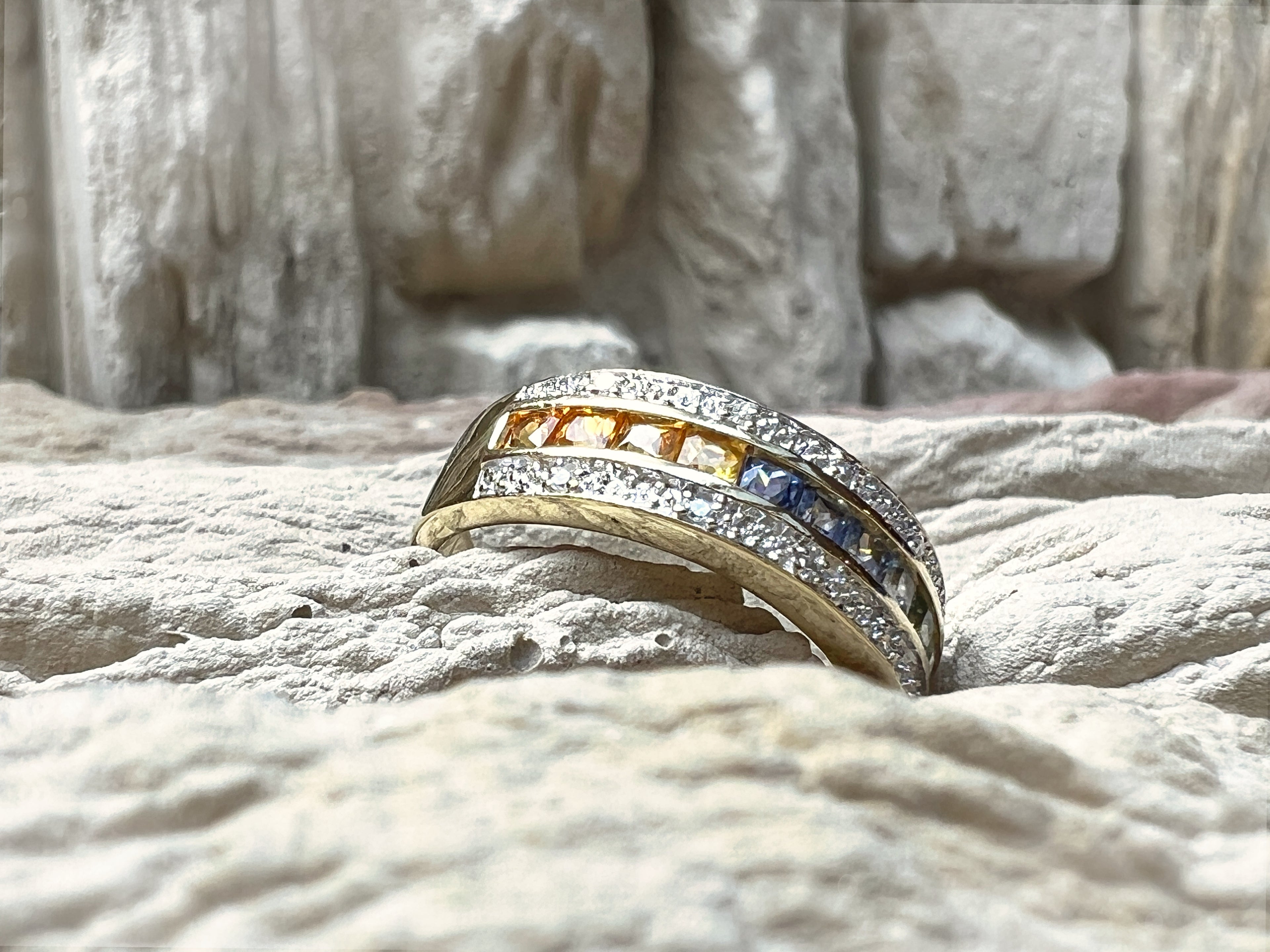 LUXUS-Ring aus 585er Gold mit Diamanten & Edelsteinen – Nr. 56 (16)