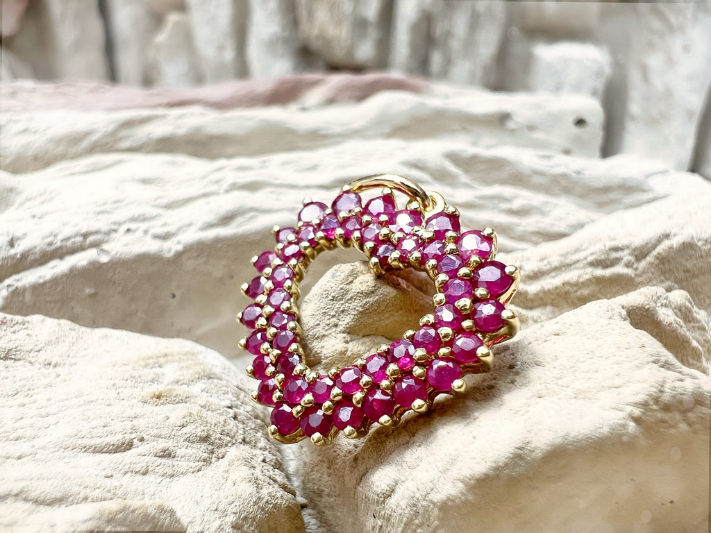 HERZ Anhänger  "Rubinlicht" – 750er Gold - Symbol der Liebe - UNIKAT