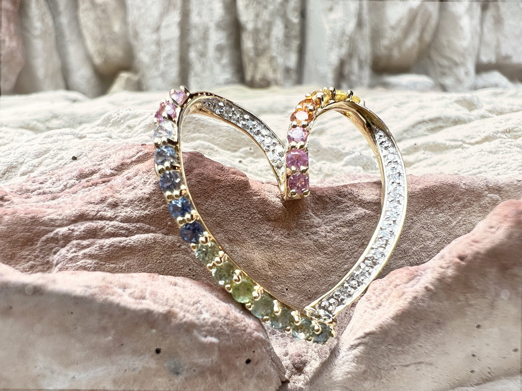 HERZ Anhänger aus 585er Gold - Diamanten & Edelsteine – Kraft, Eleganz, Liebe