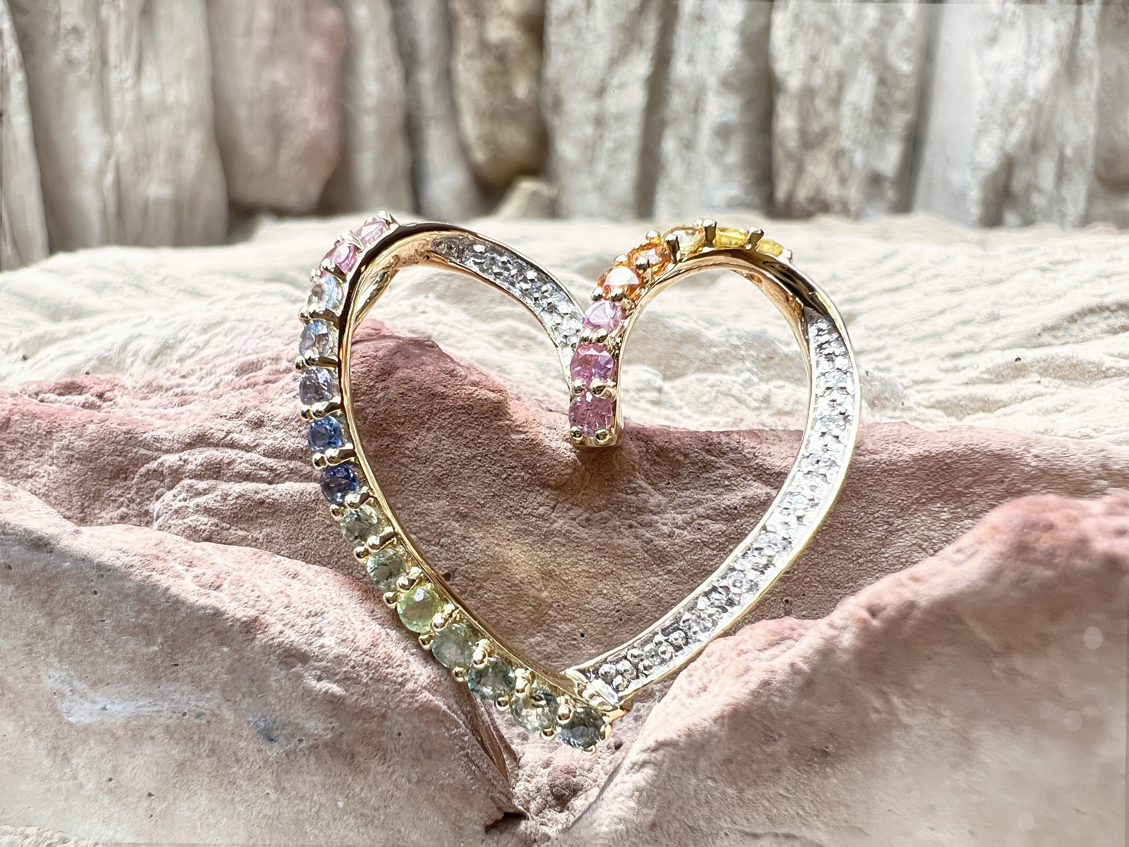 HERZ Anhänger aus 585er Gold - Diamanten & Edelsteine – Kraft, Eleganz, Liebe