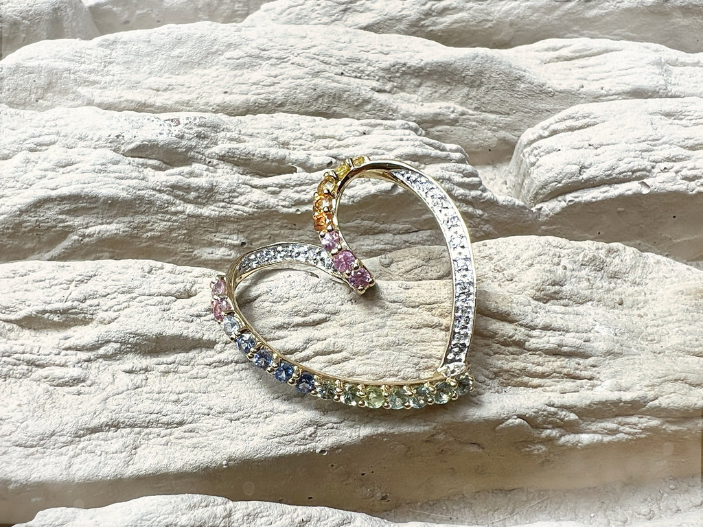 HERZ Anhänger aus 585er Gold - Diamanten & Edelsteine – Kraft, Eleganz, Liebe