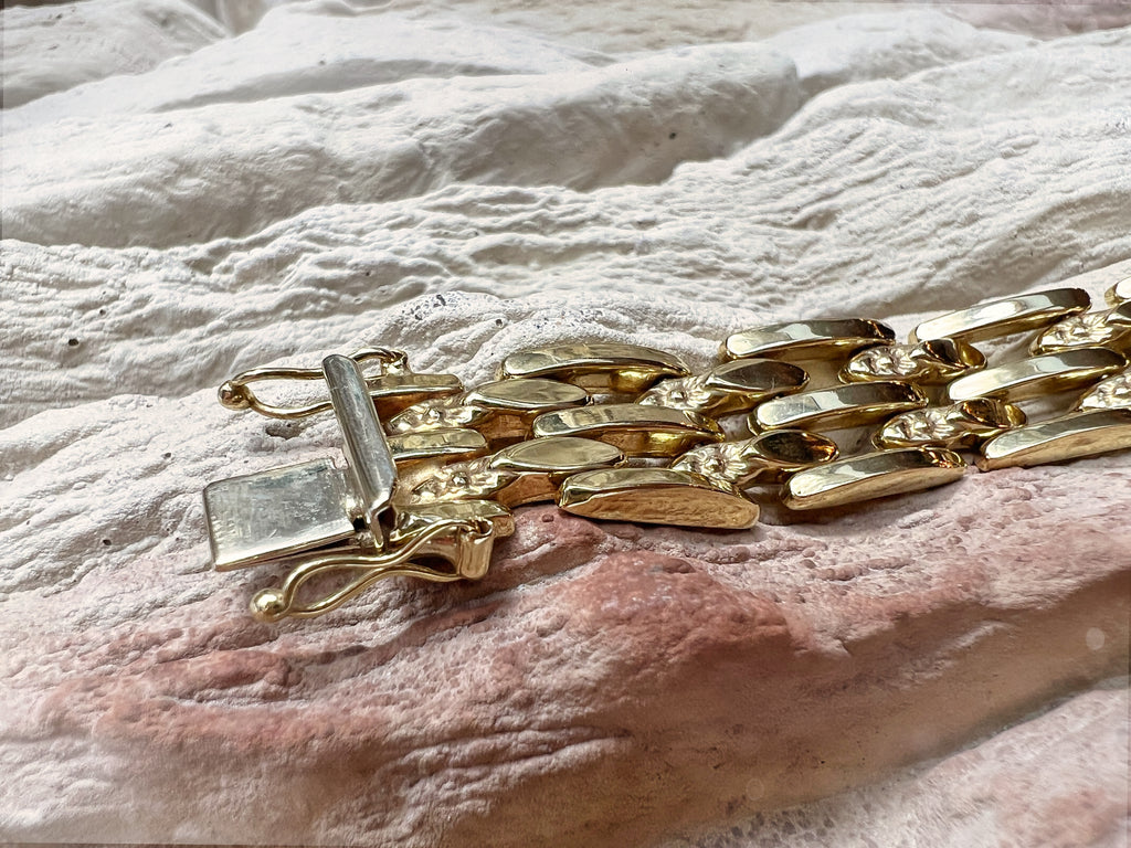 Massives 585er Goldarmband - Länge: 19 cm - Breite: 13 mm - Gewicht: 20,5 Gramm