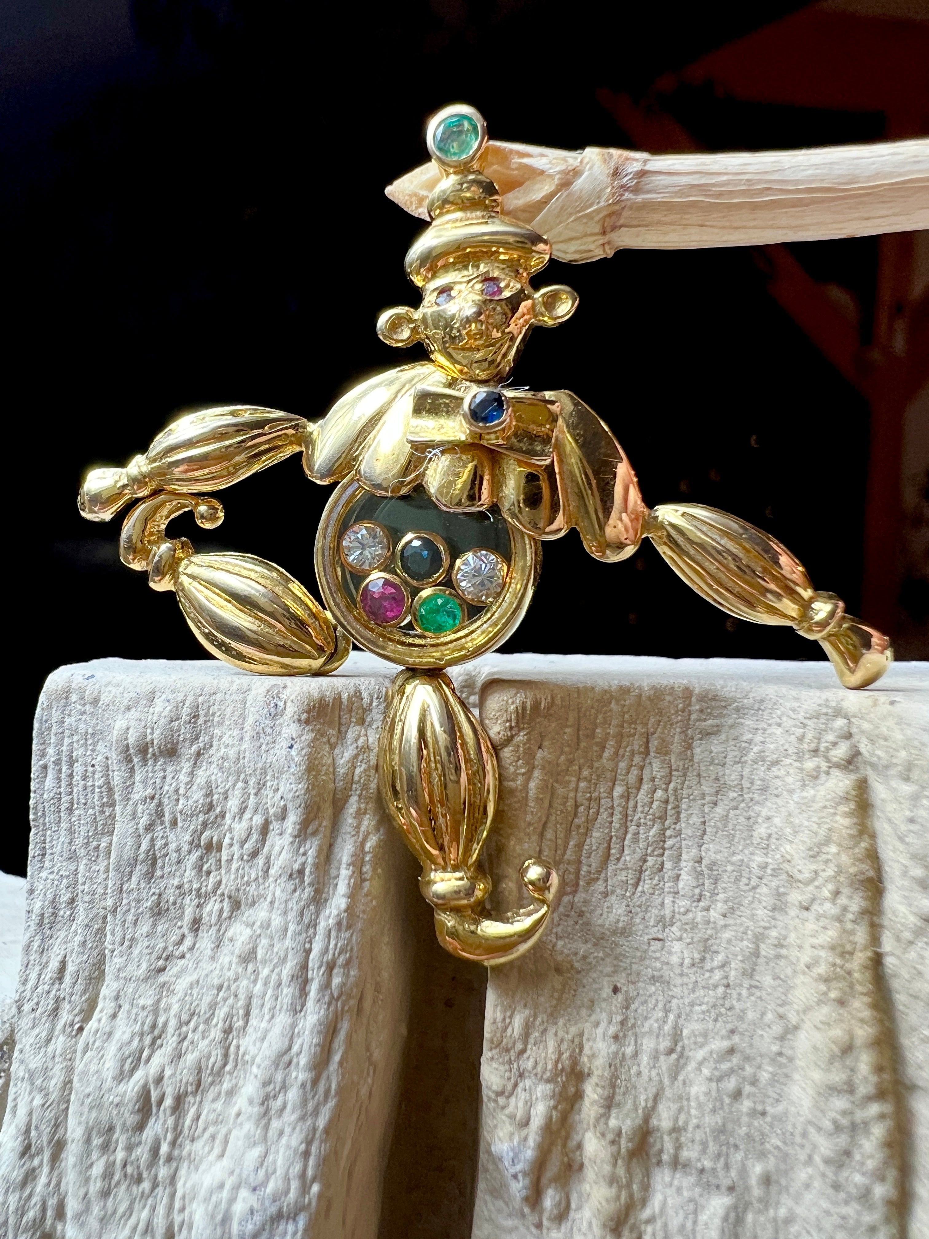 exklusiver Harlekin Anhänger - 585er Gold - Diamanten & Edelsteine - UNIKAT